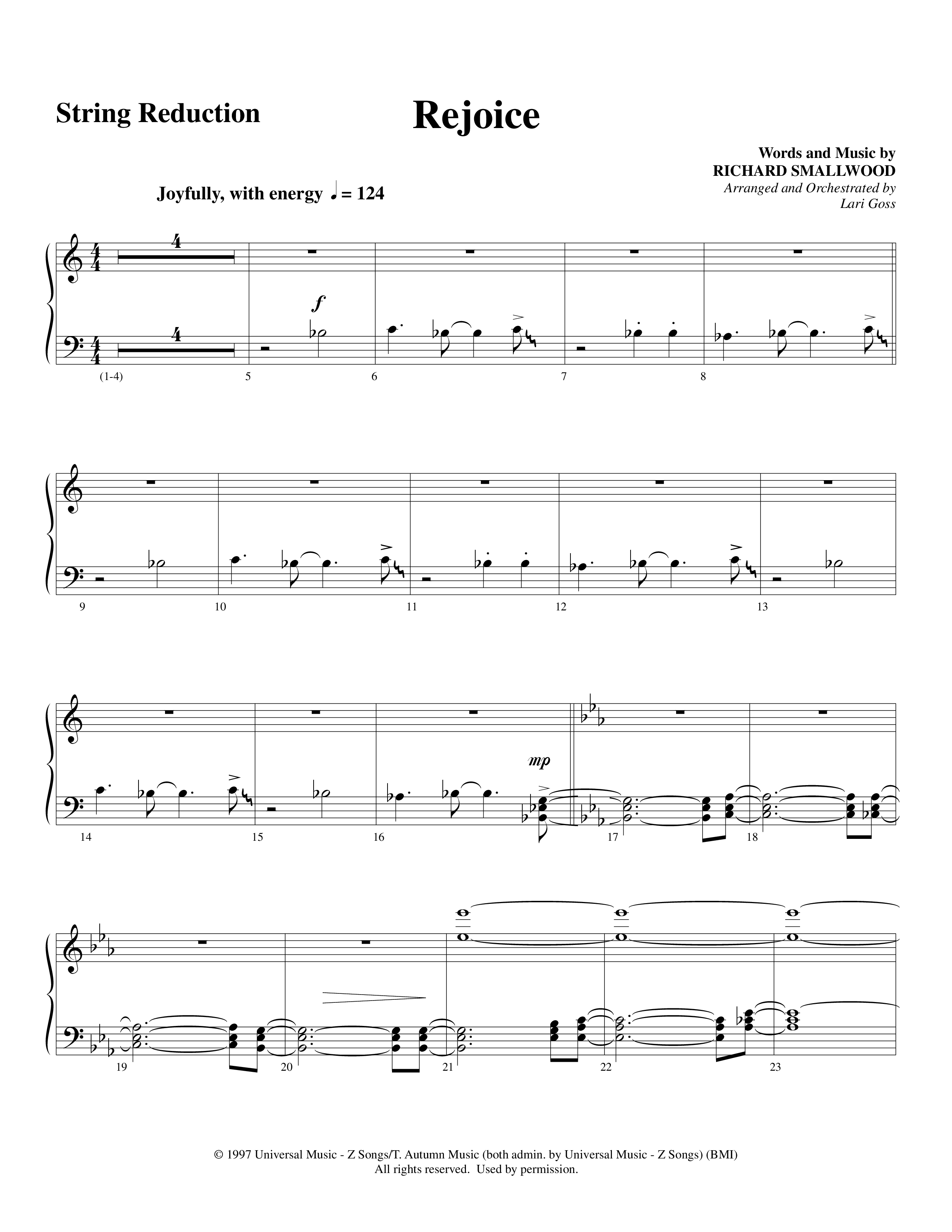 Rejoice (Choral Anthem SATB) String Reduction (Word Music Choral / Arr. Lari Goss)
