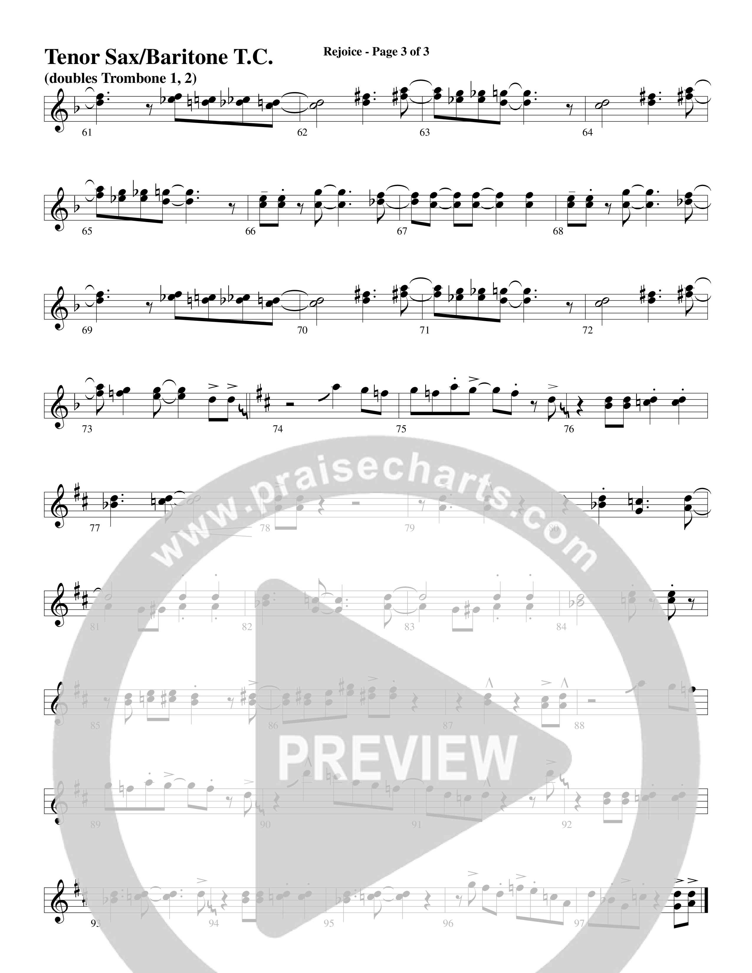 Rejoice (Choral Anthem SATB) Tenor Sax/Baritone T.C. (Word Music Choral / Arr. Lari Goss)