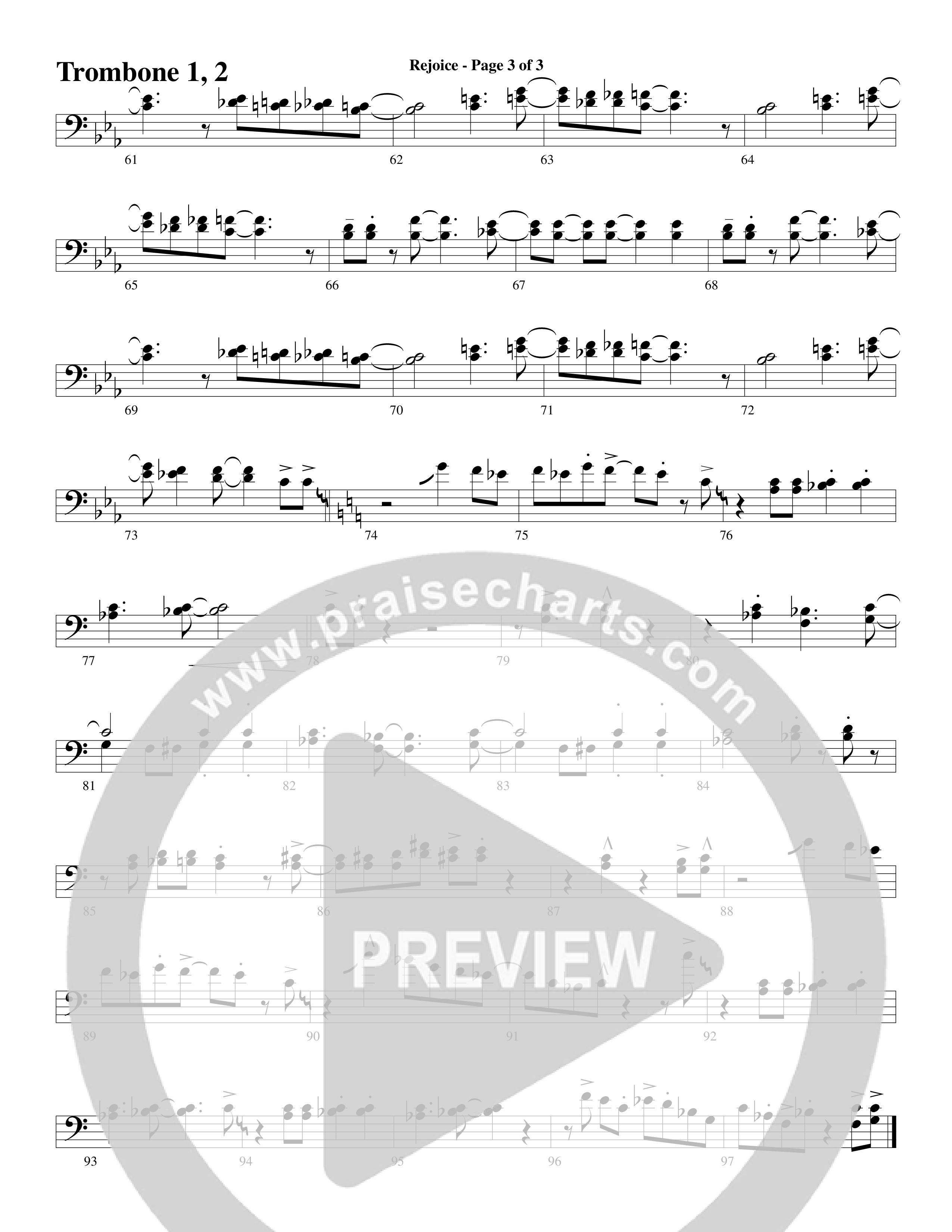 Rejoice (Choral Anthem SATB) Trombone 1/2 (Word Music Choral / Arr. Lari Goss)