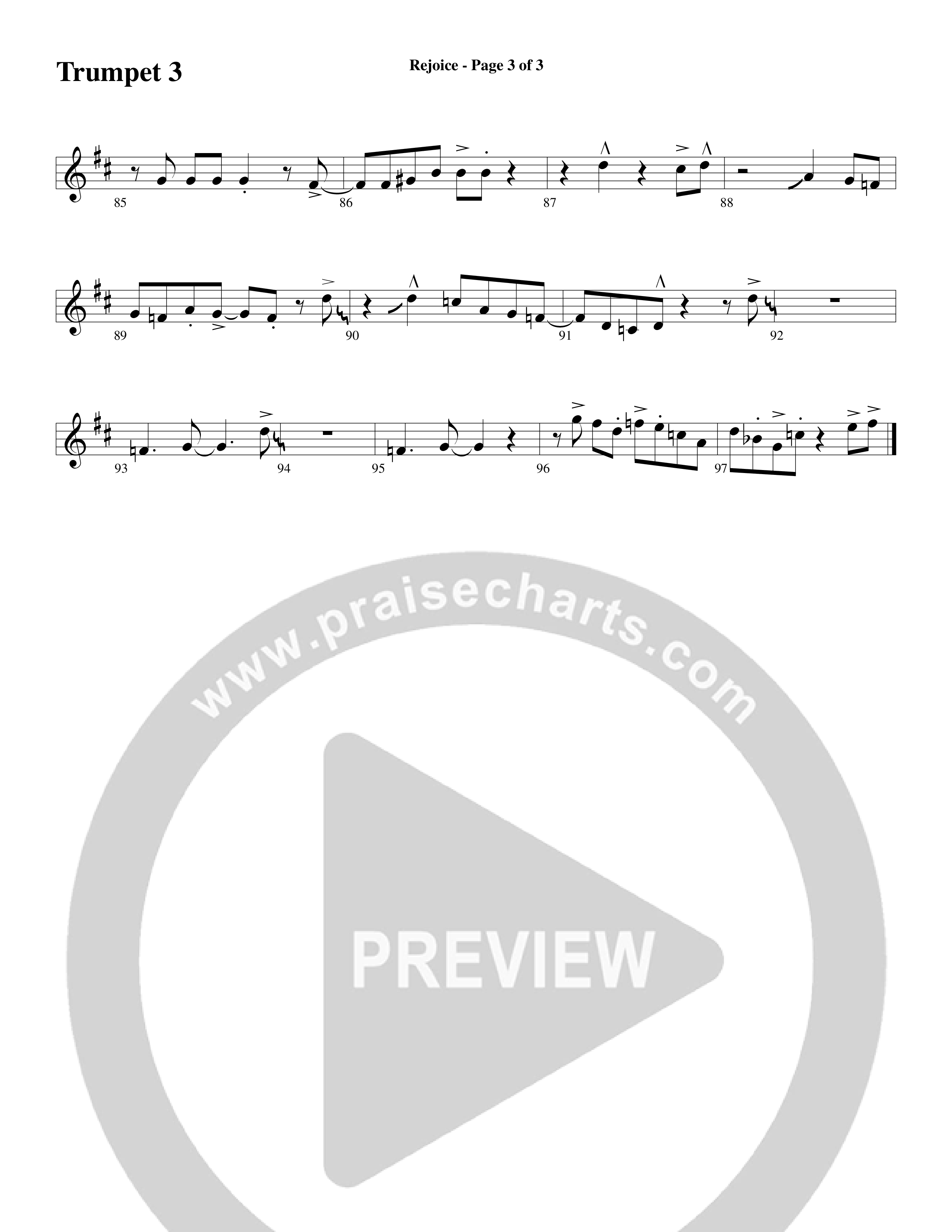 Rejoice (Choral Anthem SATB) Trumpet 3 (Word Music Choral / Arr. Lari Goss)