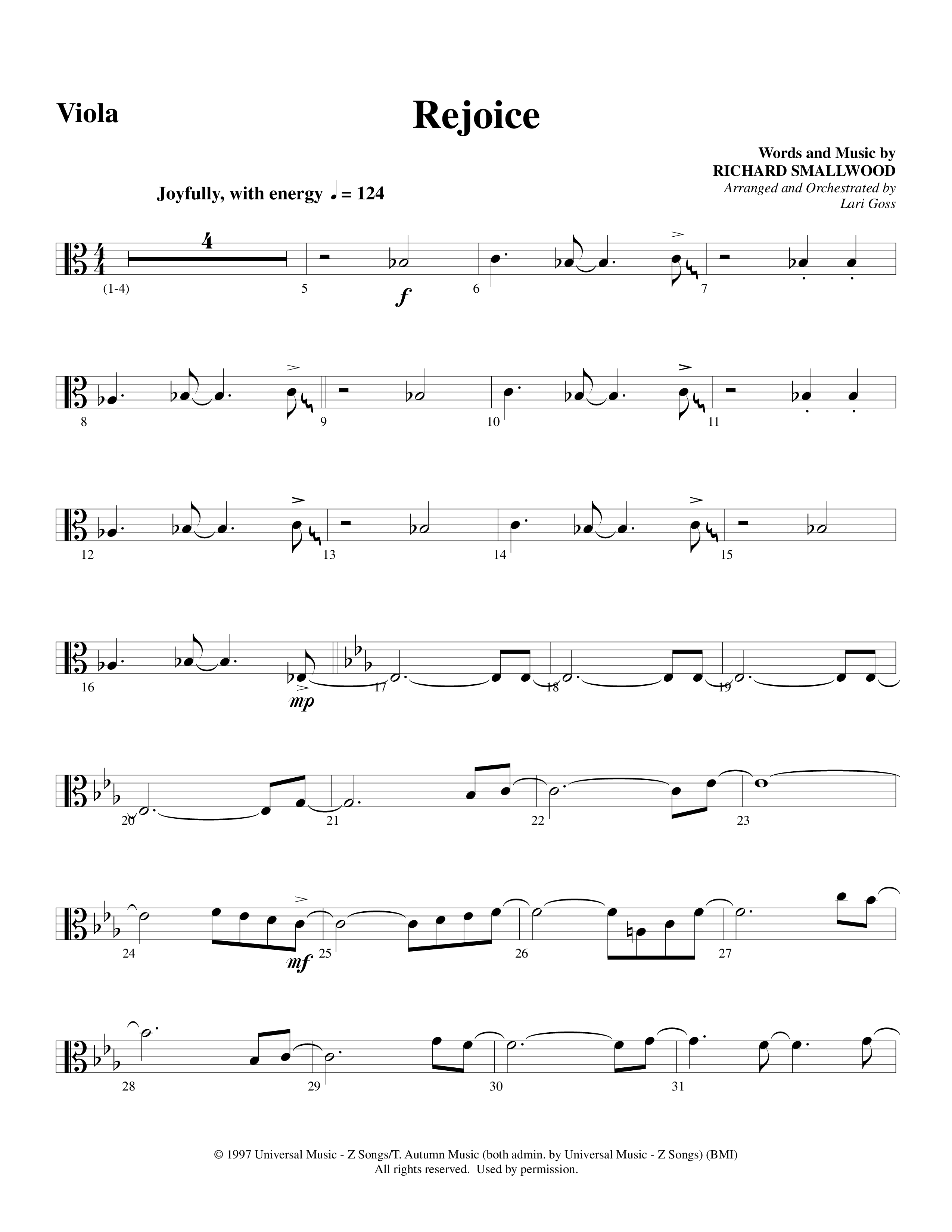 Rejoice (Choral Anthem SATB) Viola (Word Music Choral / Arr. Lari Goss)