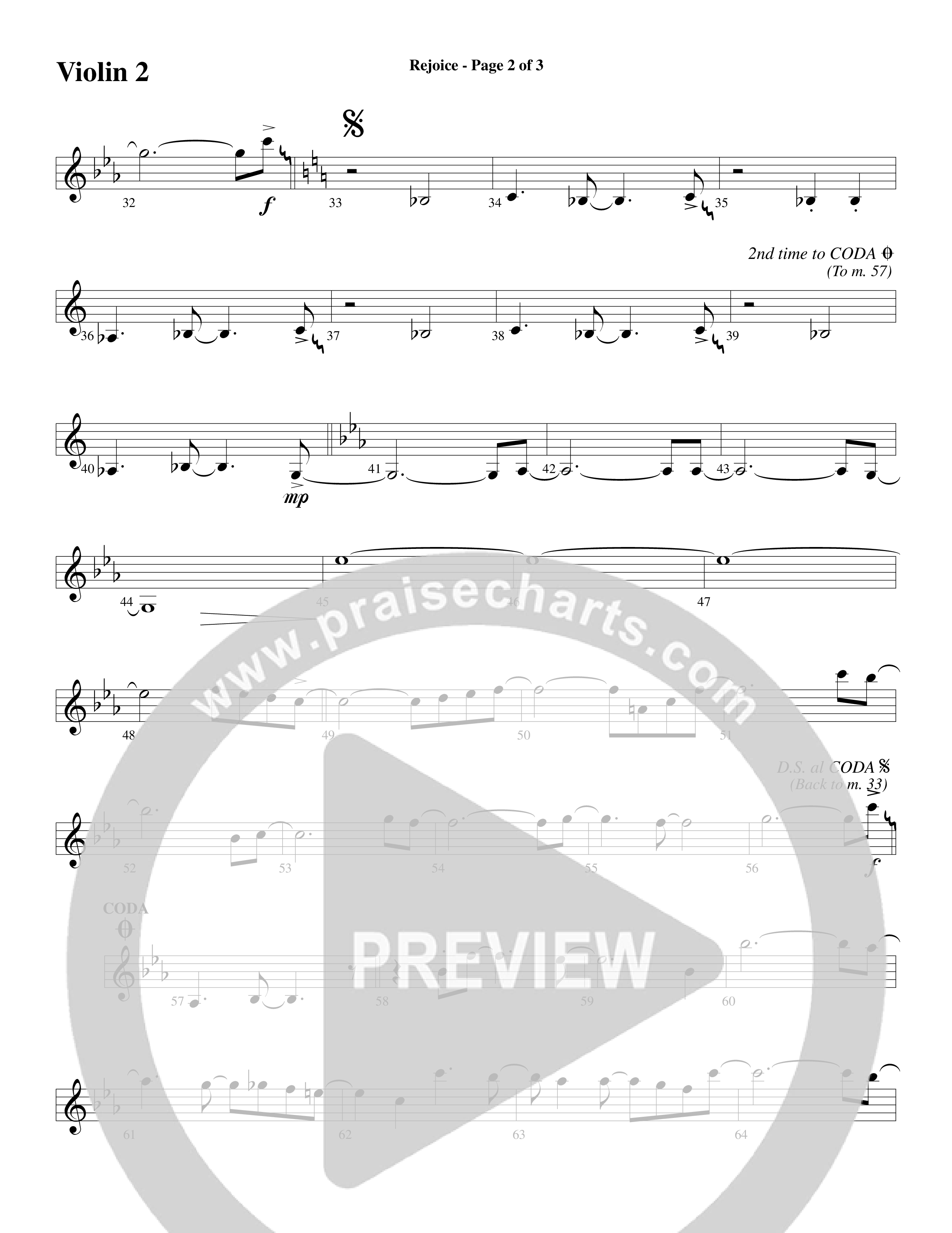 Rejoice (Choral Anthem SATB) Violin 2 (Word Music Choral / Arr. Lari Goss)