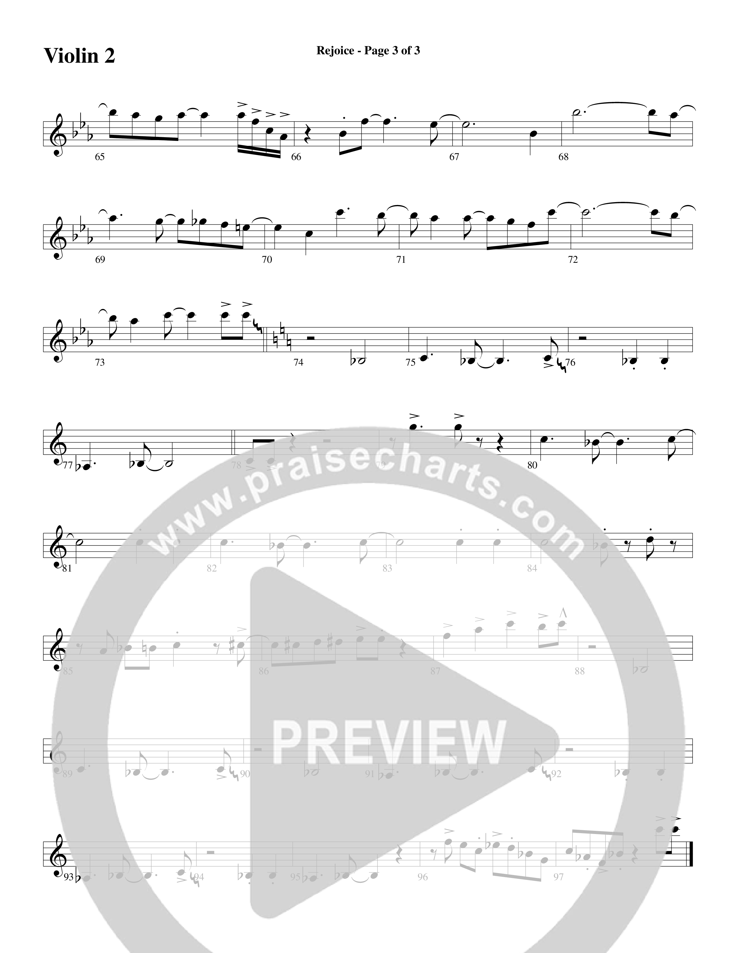 Rejoice (Choral Anthem SATB) Violin 2 (Word Music Choral / Arr. Lari Goss)