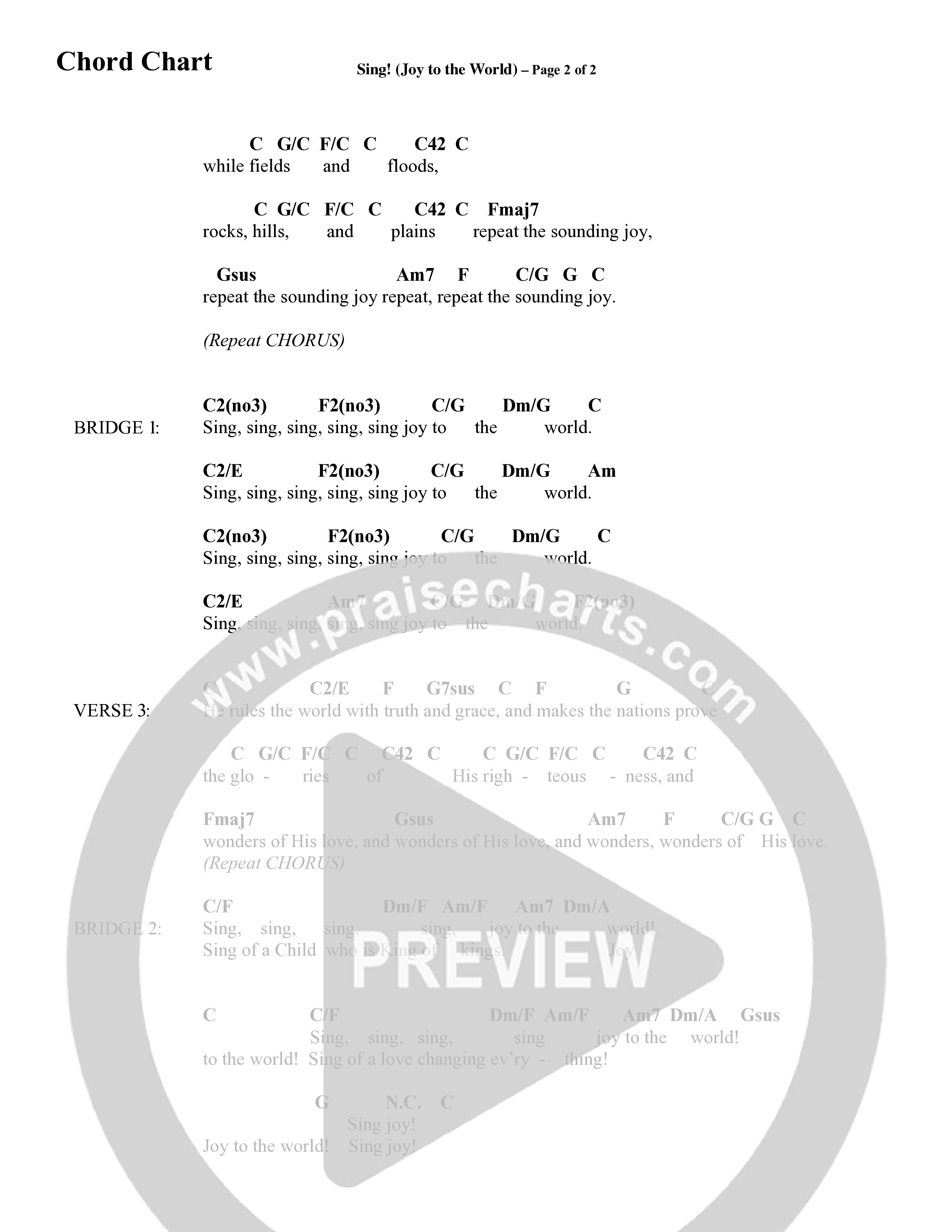 Sing Joy To The World (Choral Anthem SATB) Chord Chart (Word Music Choral / Arr. Marty Hamby)