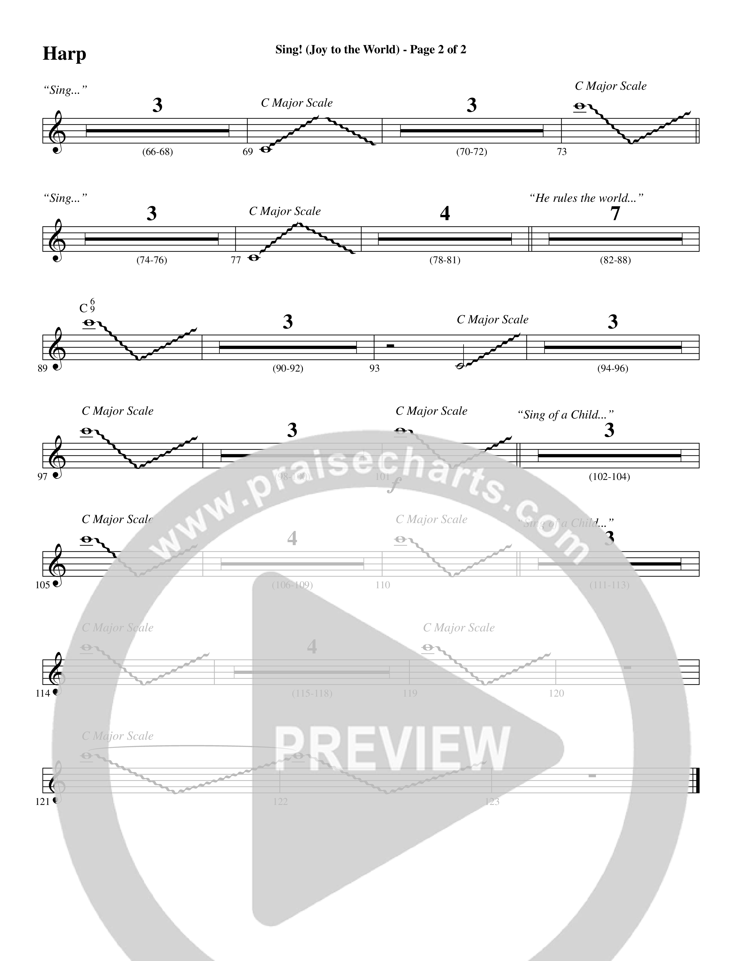 Sing Joy To The World (Choral Anthem SATB) Harp (Word Music Choral / Arr. Marty Hamby)