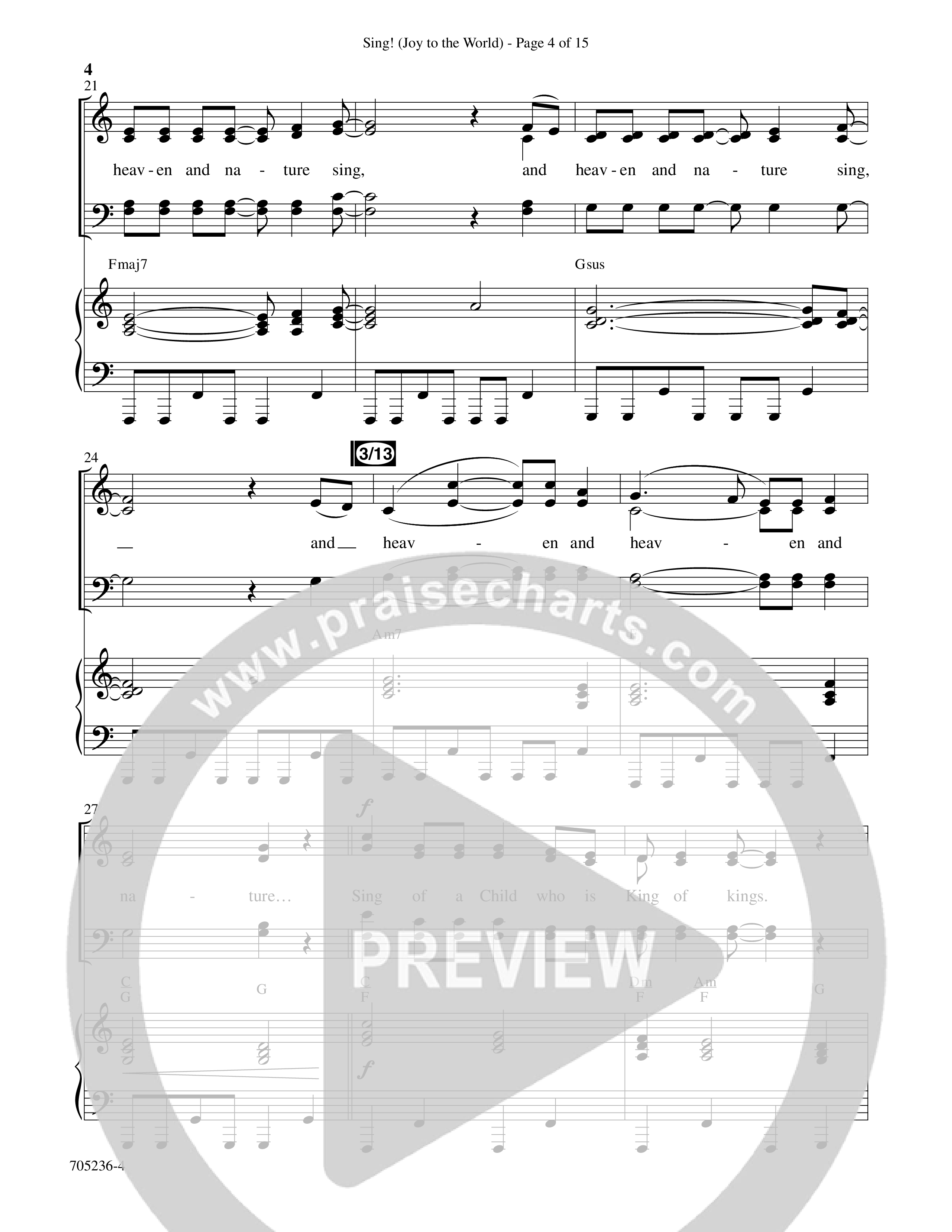 Sing Joy To The World (Choral Anthem SATB) Anthem (SATB/Piano) (Word Music Choral / Arr. Marty Hamby)