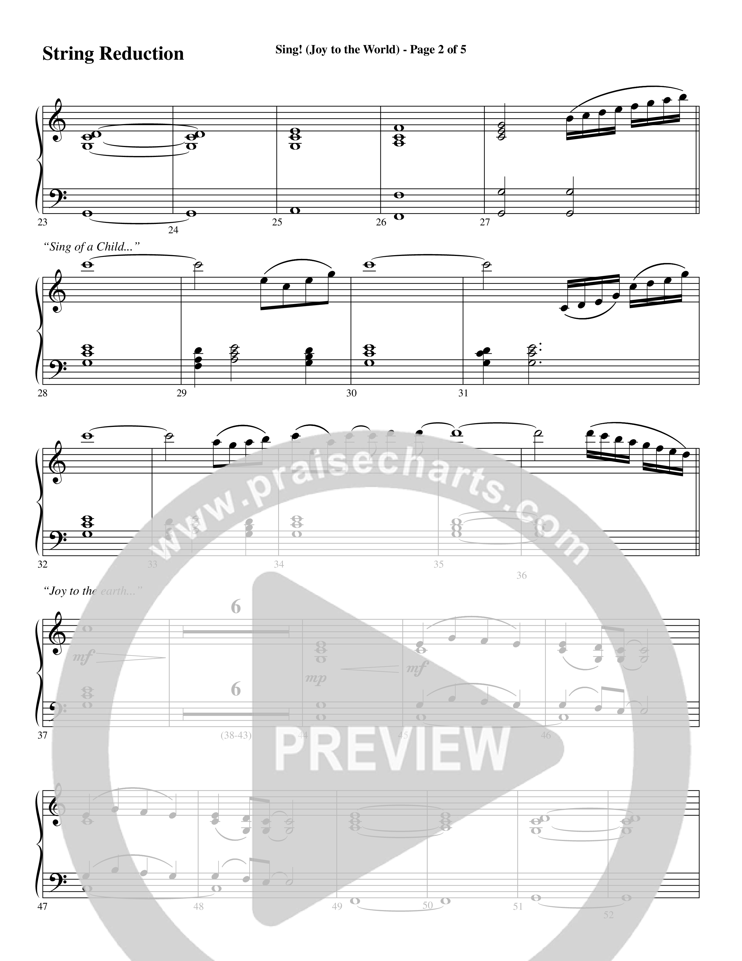 Sing Joy To The World (Choral Anthem SATB) String Reduction (Word Music Choral / Arr. Marty Hamby)