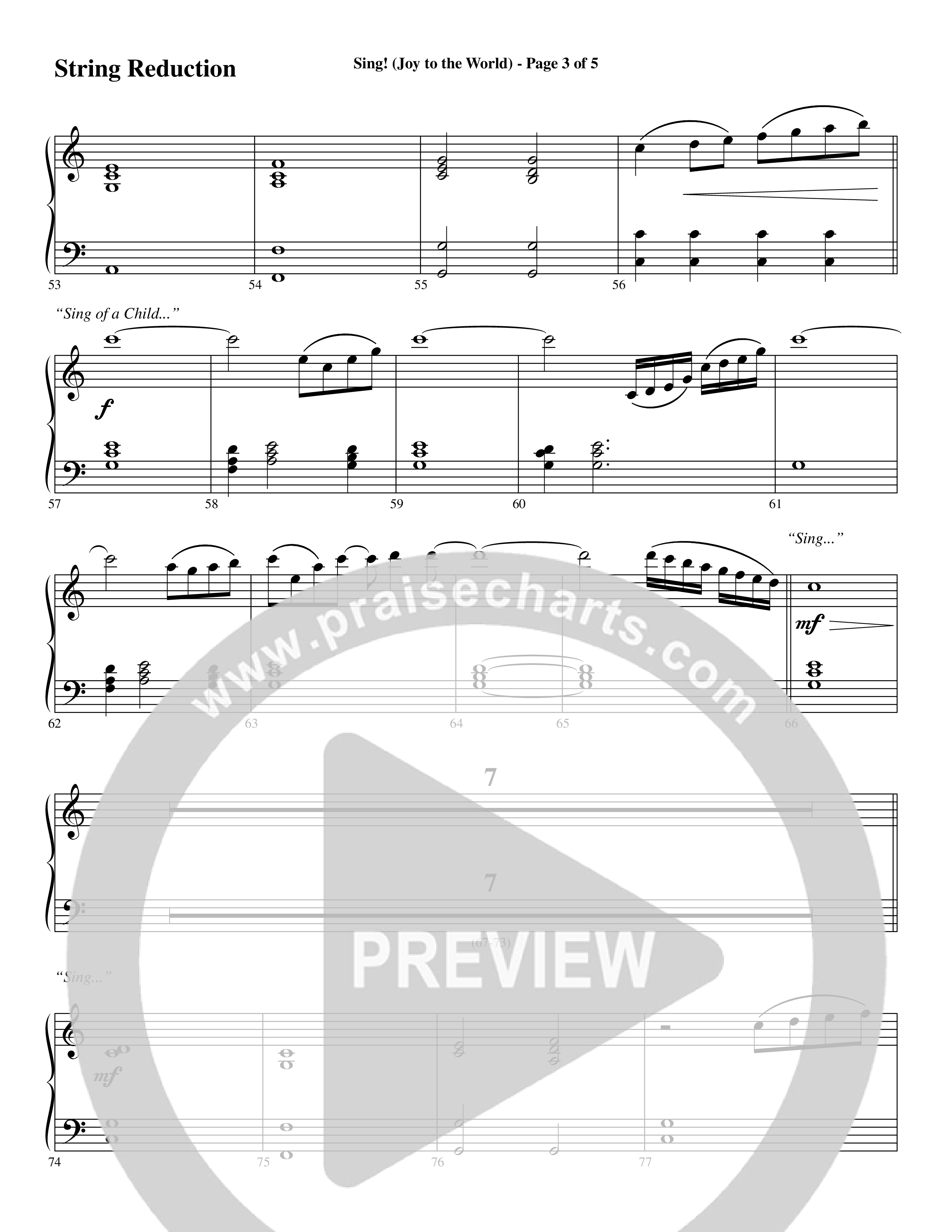 Sing Joy To The World (Choral Anthem SATB) String Reduction (Word Music Choral / Arr. Marty Hamby)