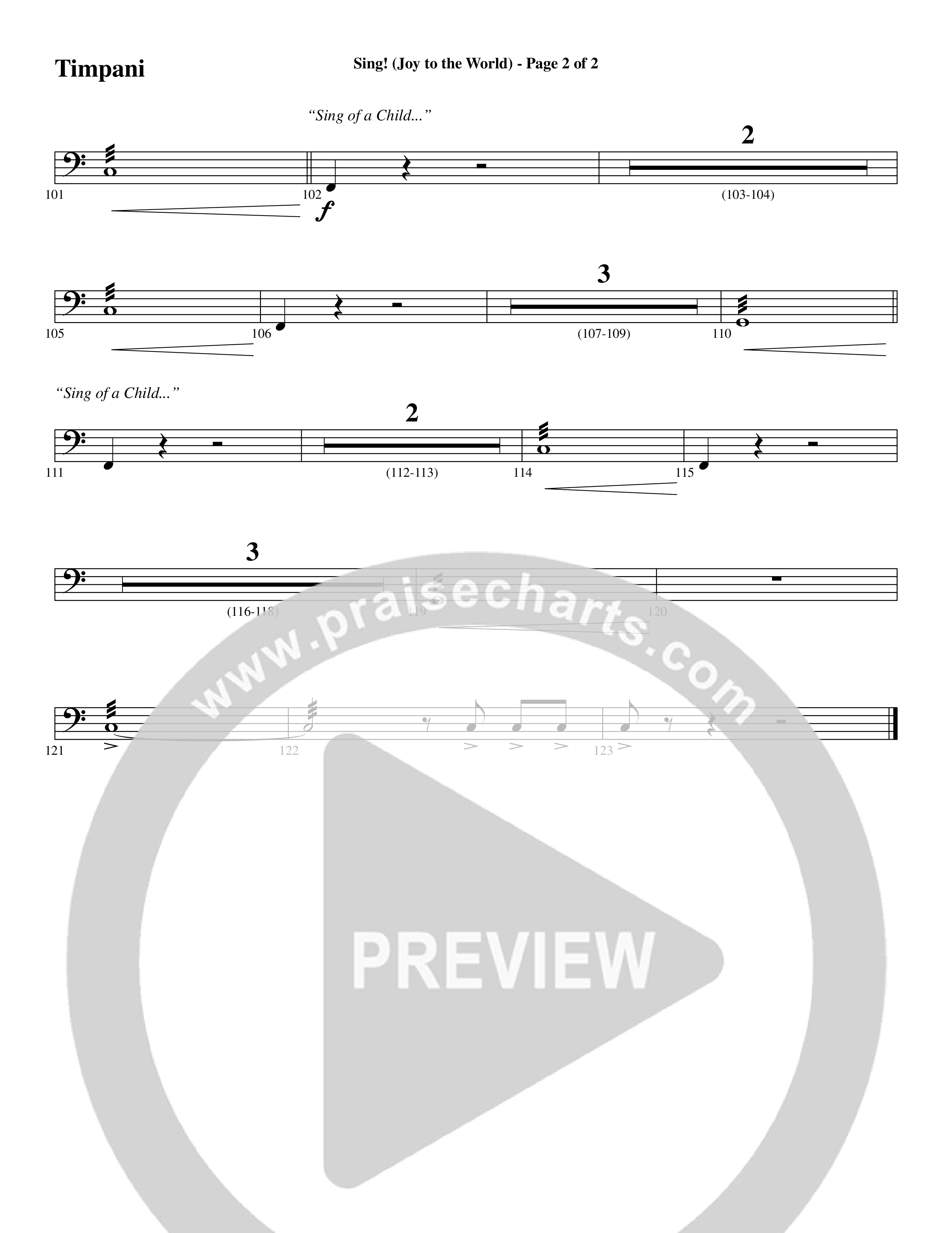 Sing Joy To The World (Choral Anthem SATB) Timpani (Word Music Choral / Arr. Marty Hamby)