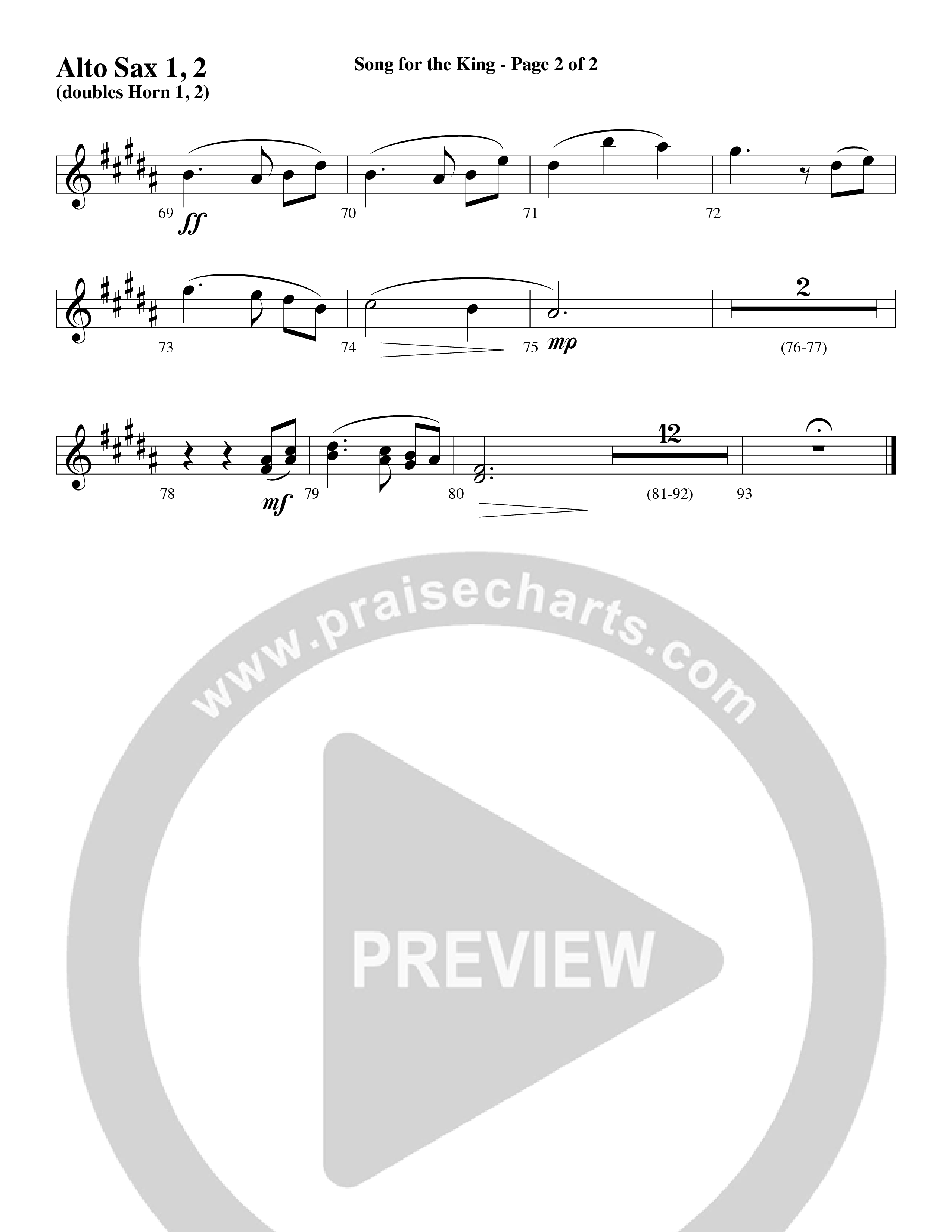 Song For The King (Instrumental) Alto Sax 1/2 (Michael W. Smith / Word Music / Arr. David Hamilton)