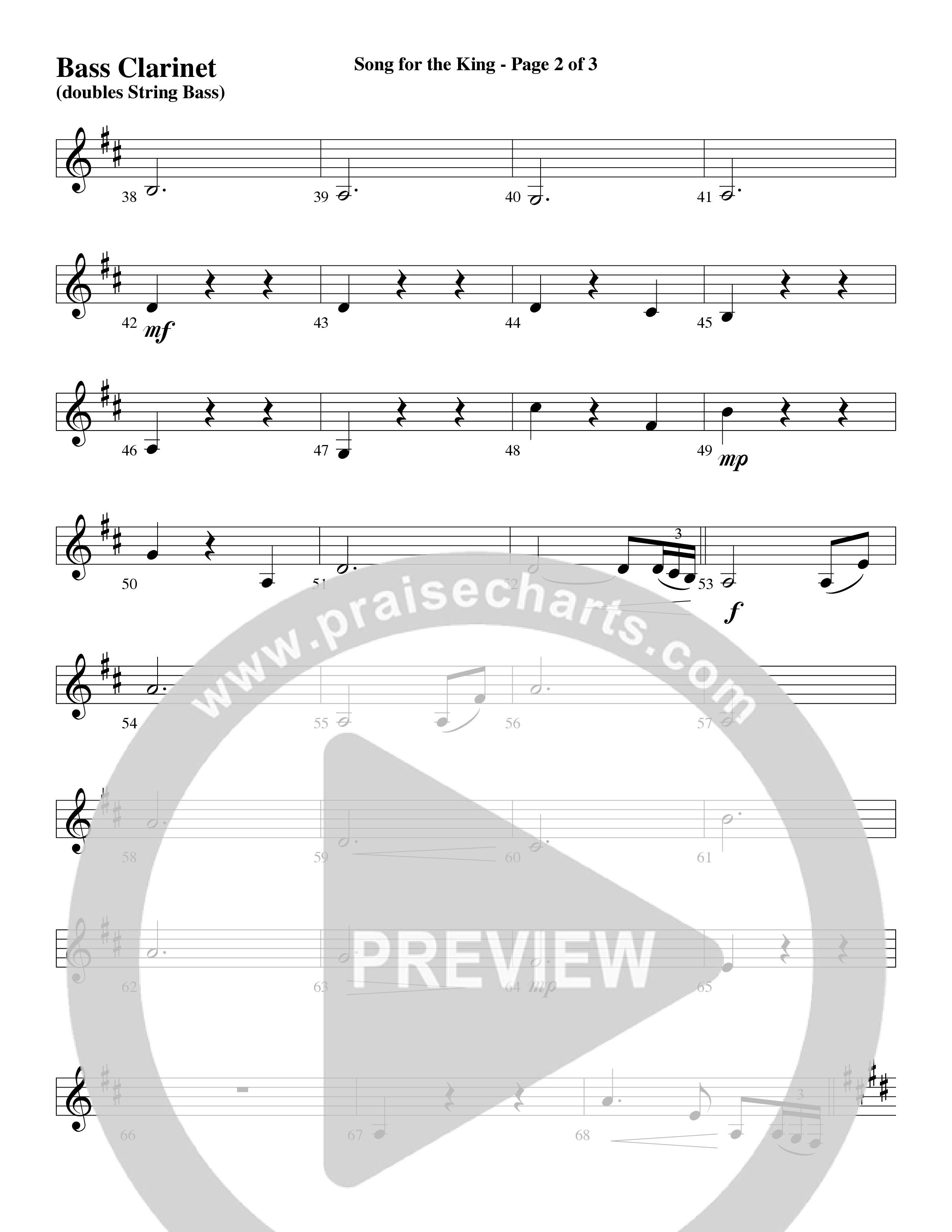 Song For The King (Instrumental) Bass Clarinet (Michael W. Smith / Word Music / Arr. David Hamilton)