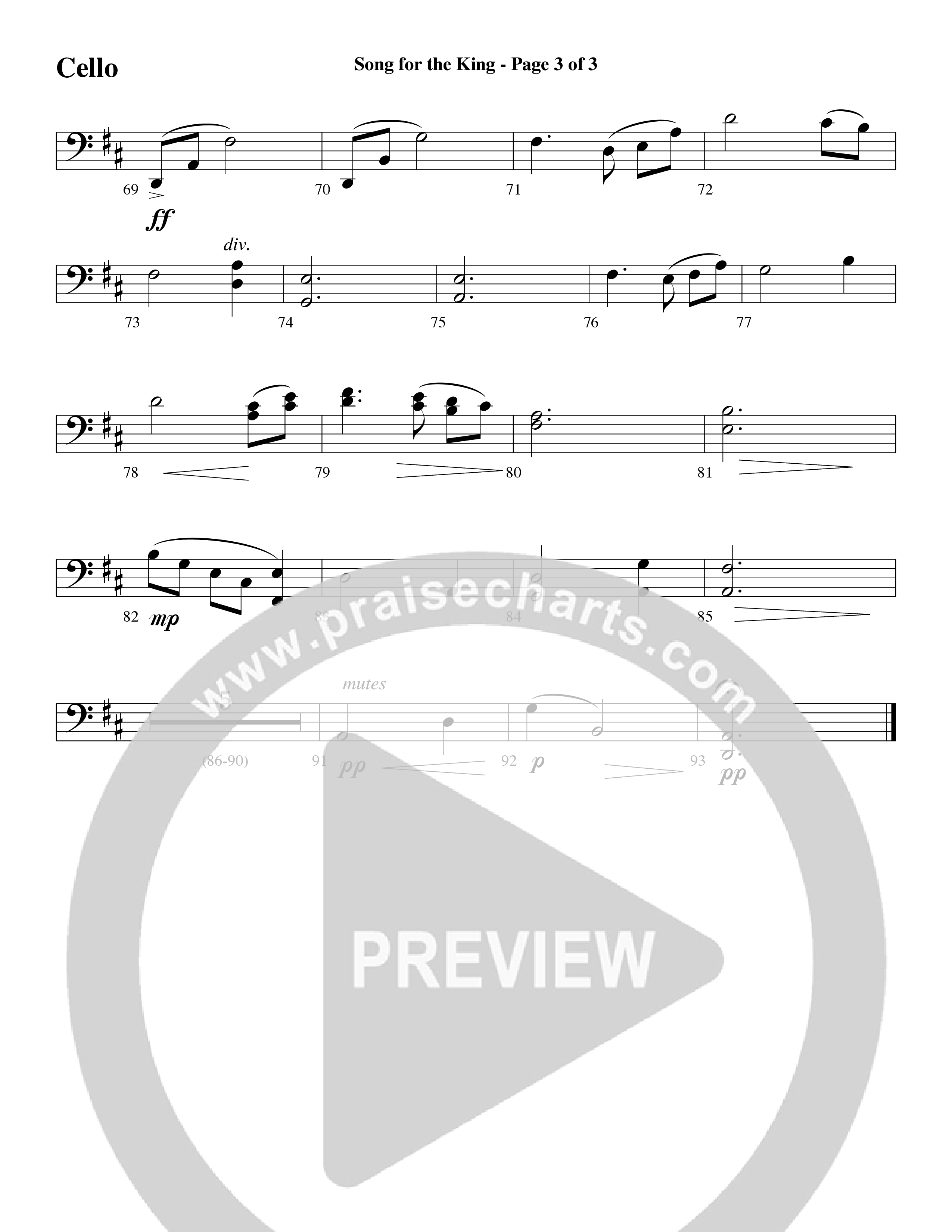 Song For The King (Instrumental) Cello (Michael W. Smith / Word Music / Arr. David Hamilton)