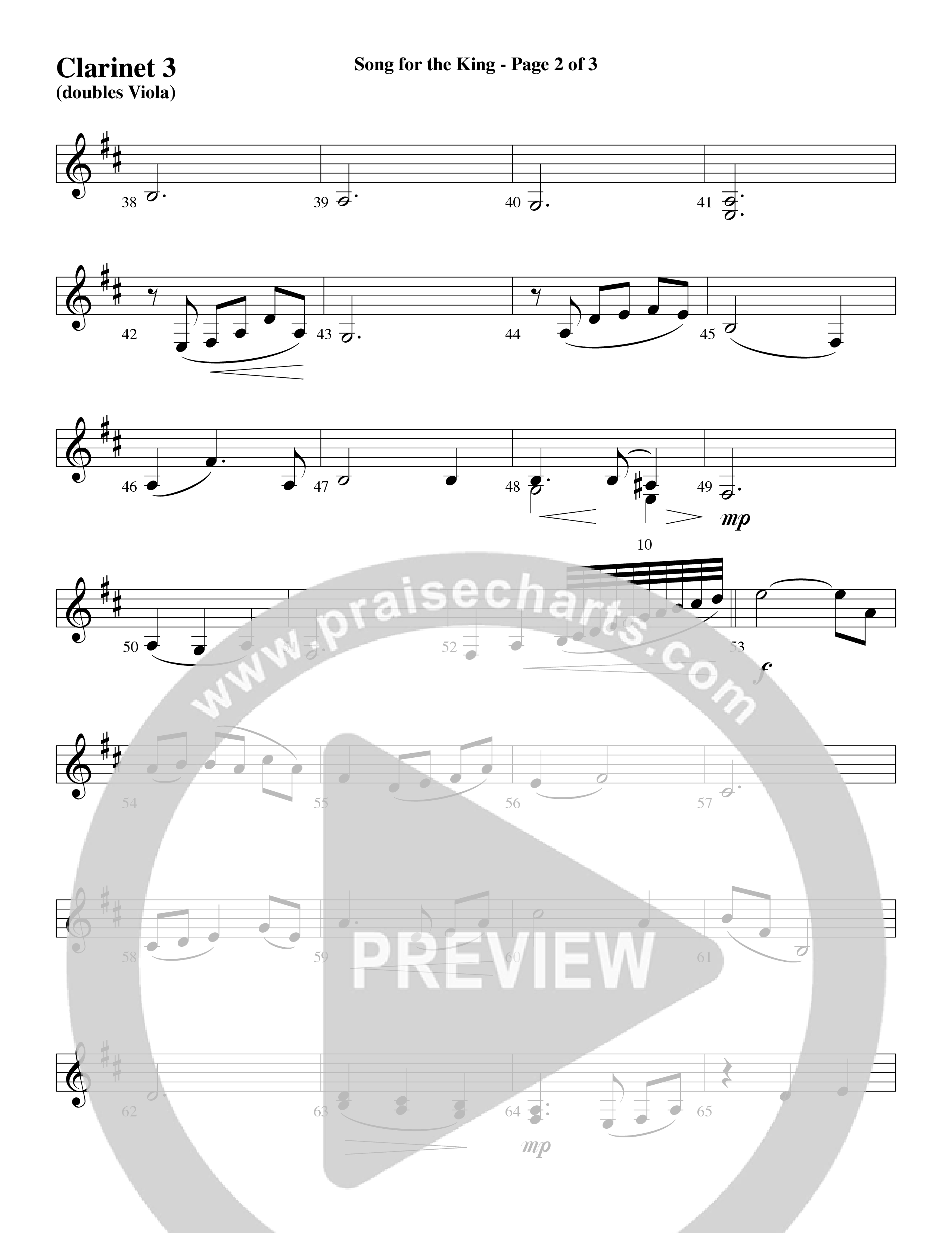 Song For The King (Instrumental) Clarinet 3 (Michael W. Smith / Word Music / Arr. David Hamilton)