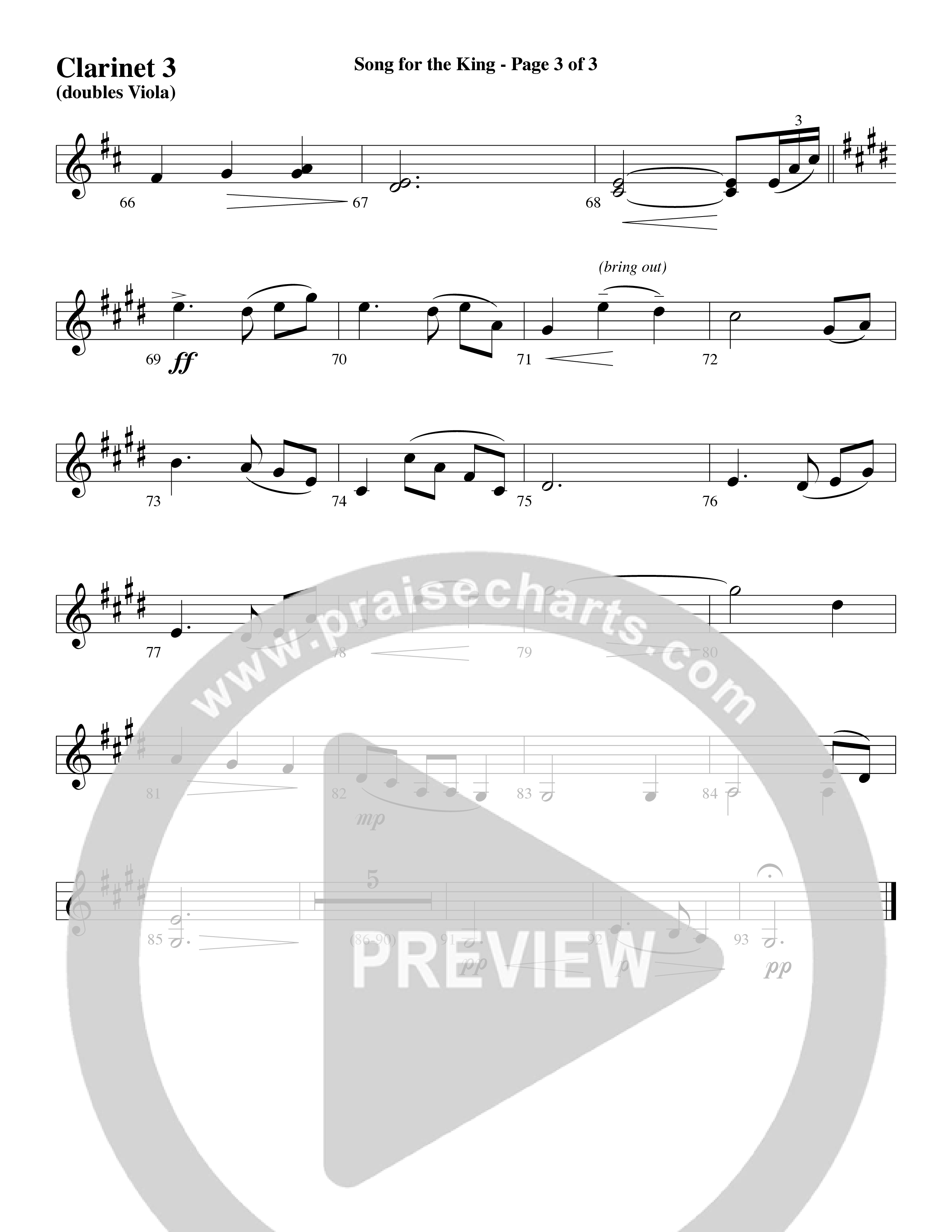 Song For The King (Instrumental) Clarinet 3 (Michael W. Smith / Word Music / Arr. David Hamilton)