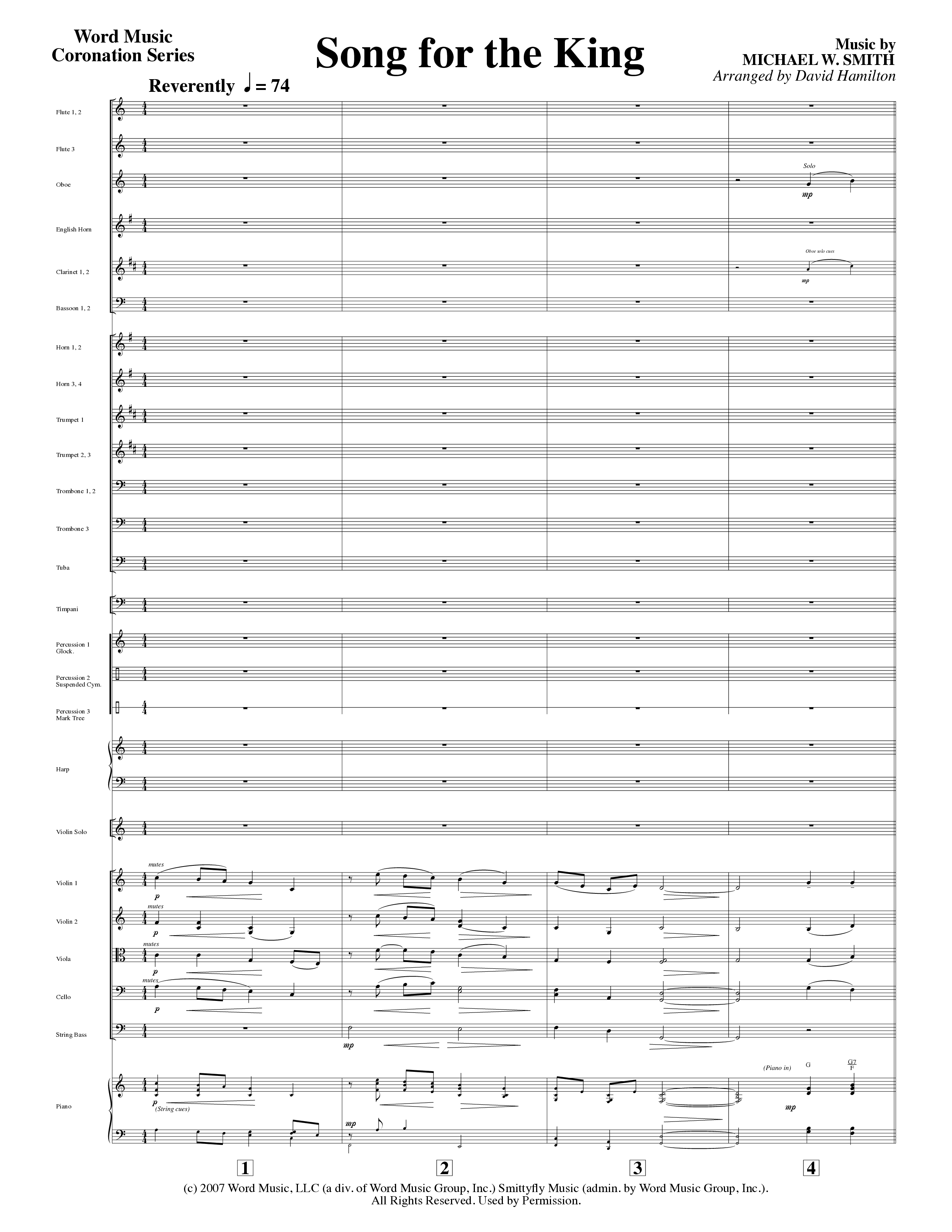 Song For The King (Instrumental) Orchestration (Michael W. Smith / Word Music / Arr. David Hamilton)