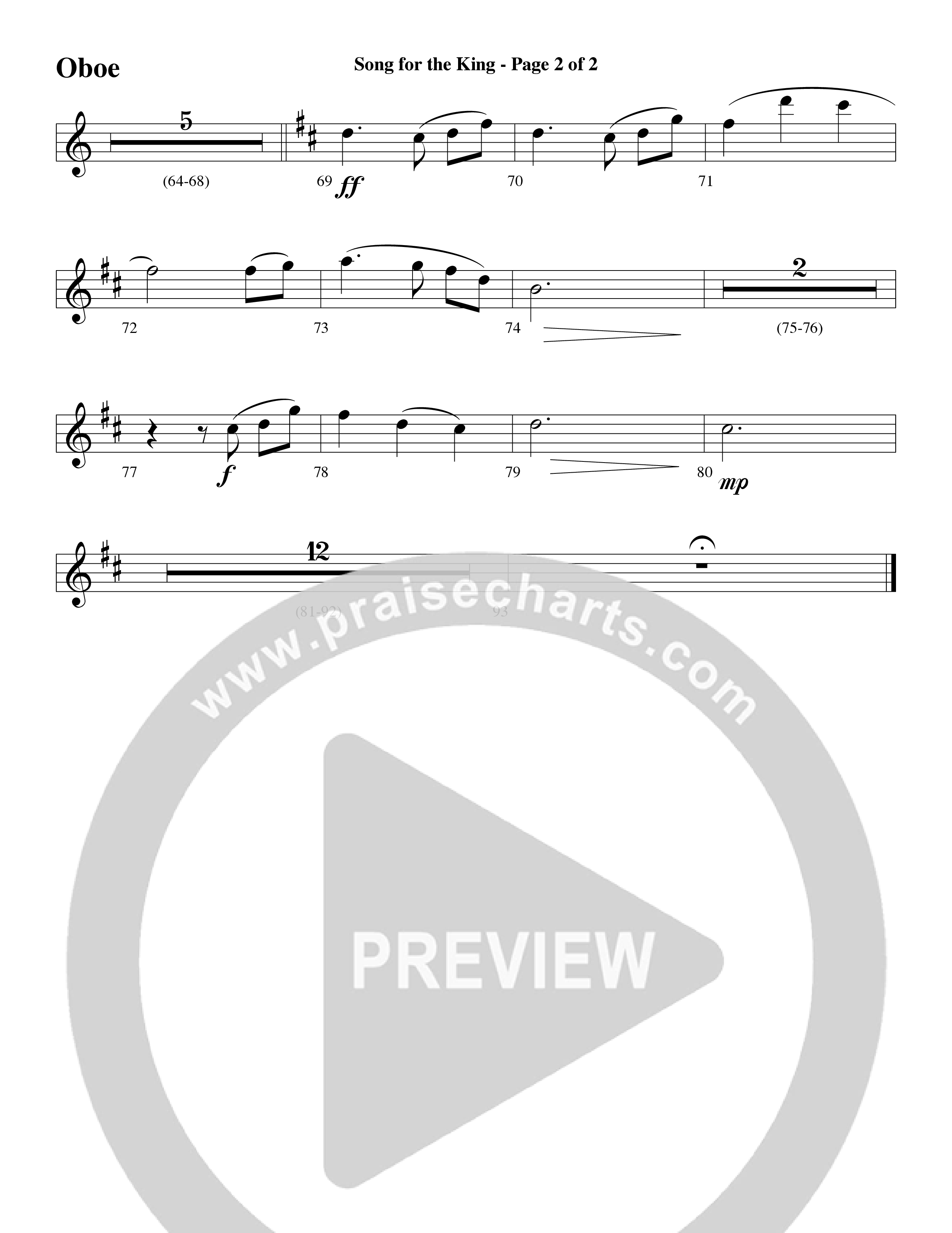 Song For The King (Instrumental) Oboe (Michael W. Smith / Word Music / Arr. David Hamilton)