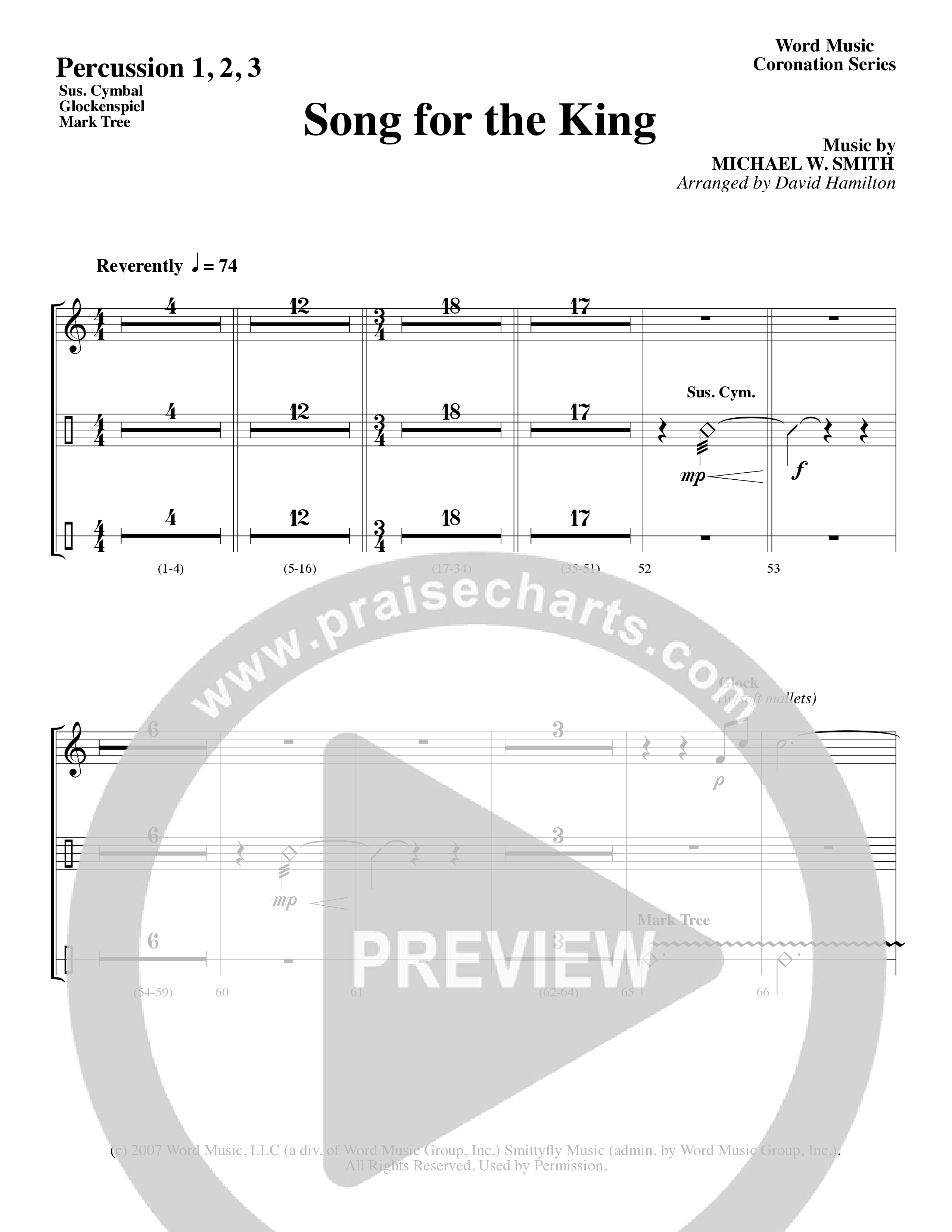 Song For The King (Instrumental) Percussion (Michael W. Smith / Word Music / Arr. David Hamilton)