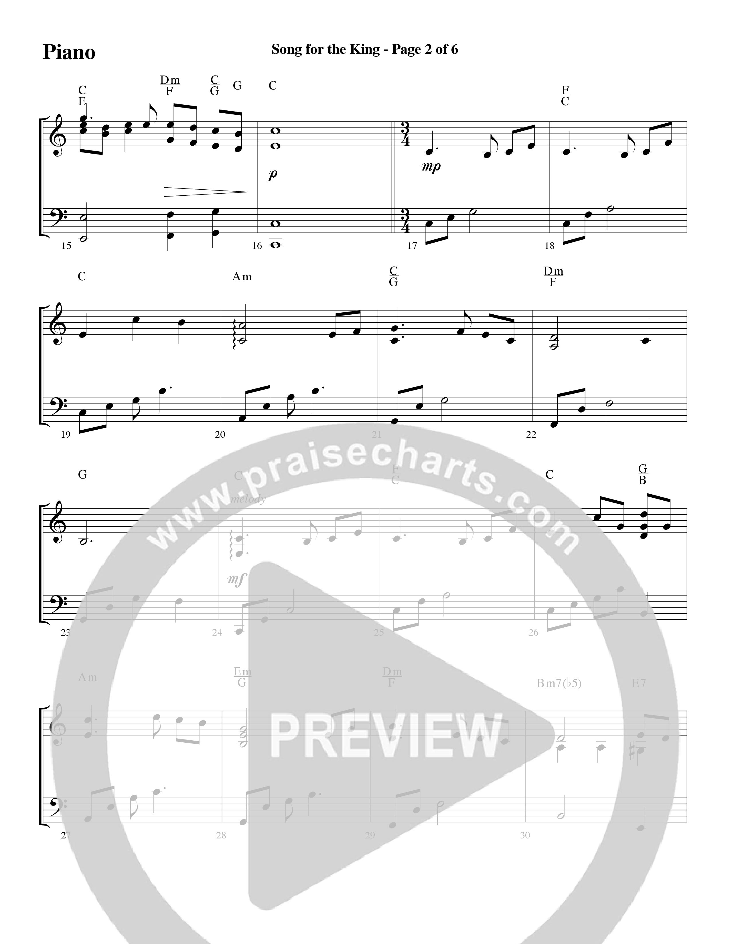 Song For The King (Instrumental) Piano Sheet (Michael W. Smith / Word Music / Arr. David Hamilton)