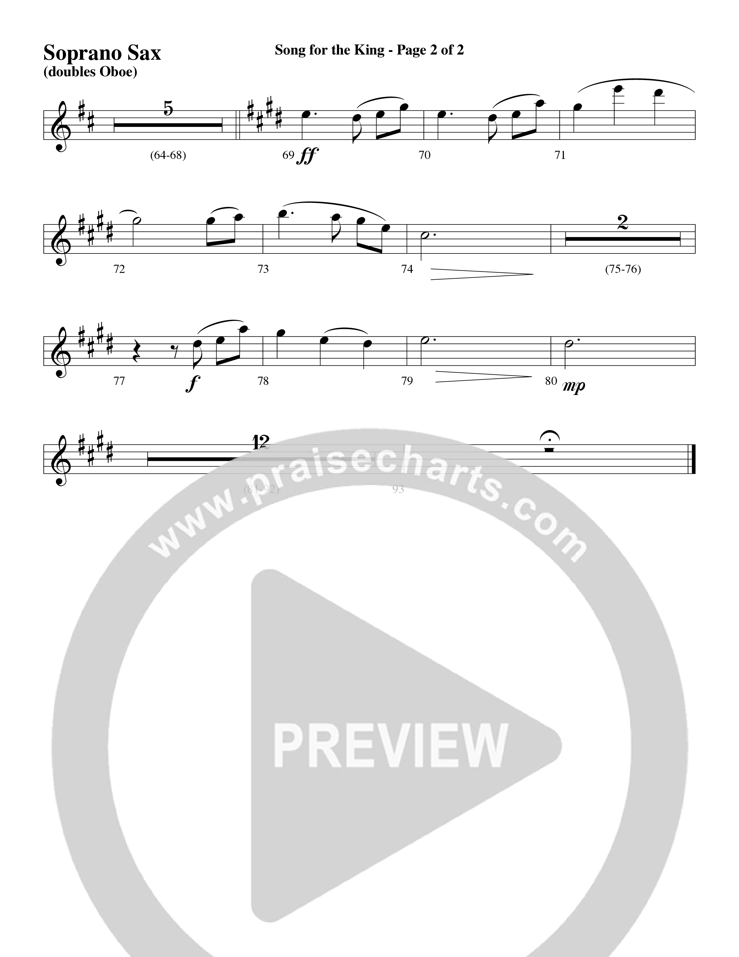 Song For The King (Instrumental) Soprano Sax (Michael W. Smith / Word Music / Arr. David Hamilton)