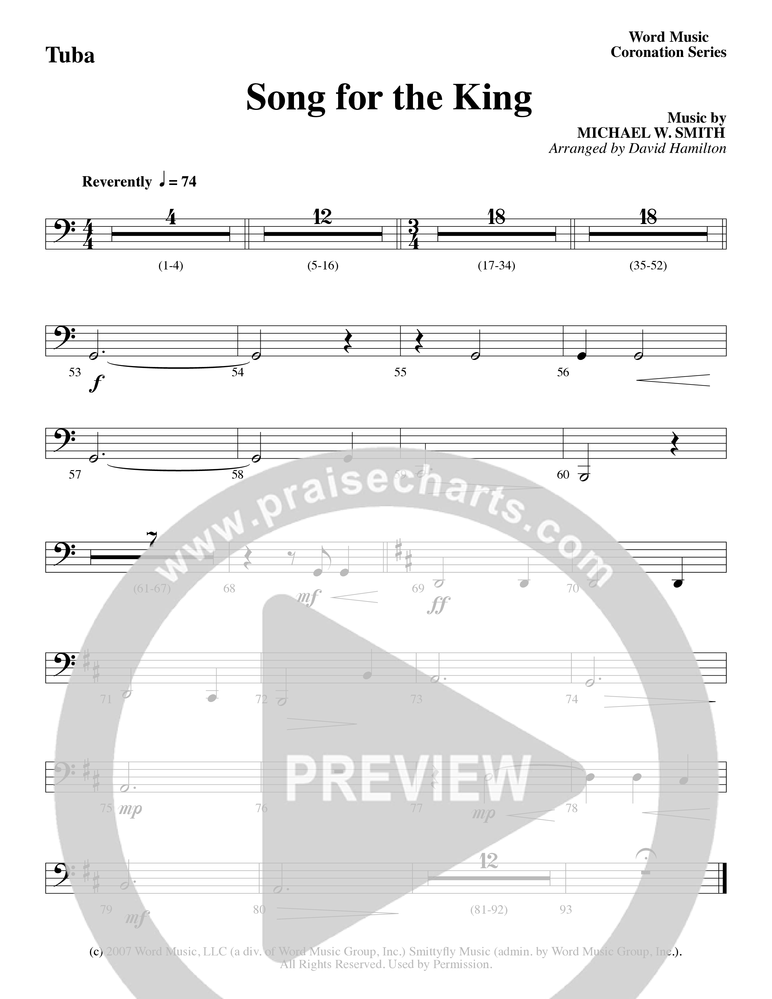 Song For The King (Instrumental) Tuba (Michael W. Smith / Word Music / Arr. David Hamilton)