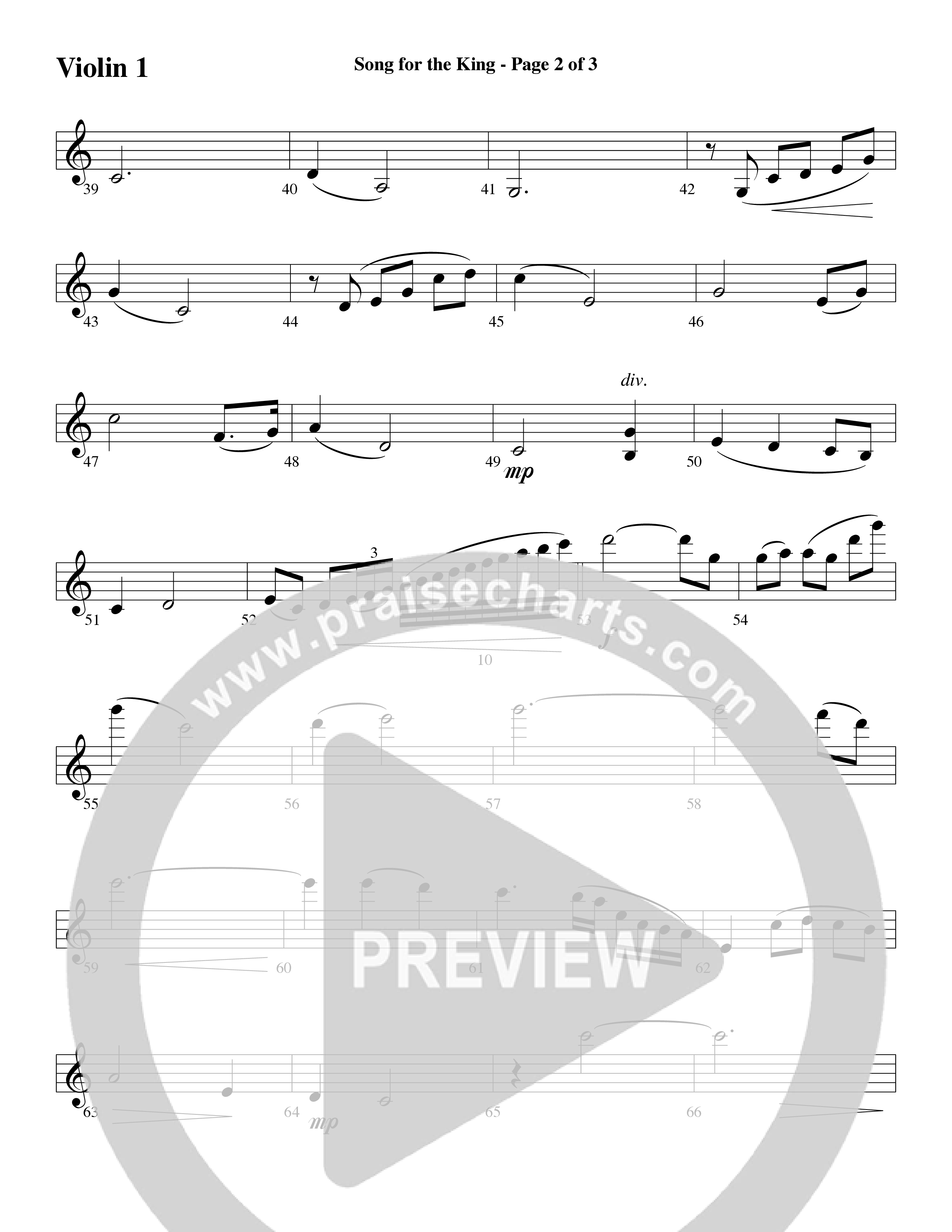 Song For The King (Instrumental) Violin 1 (Michael W. Smith / Word Music / Arr. David Hamilton)