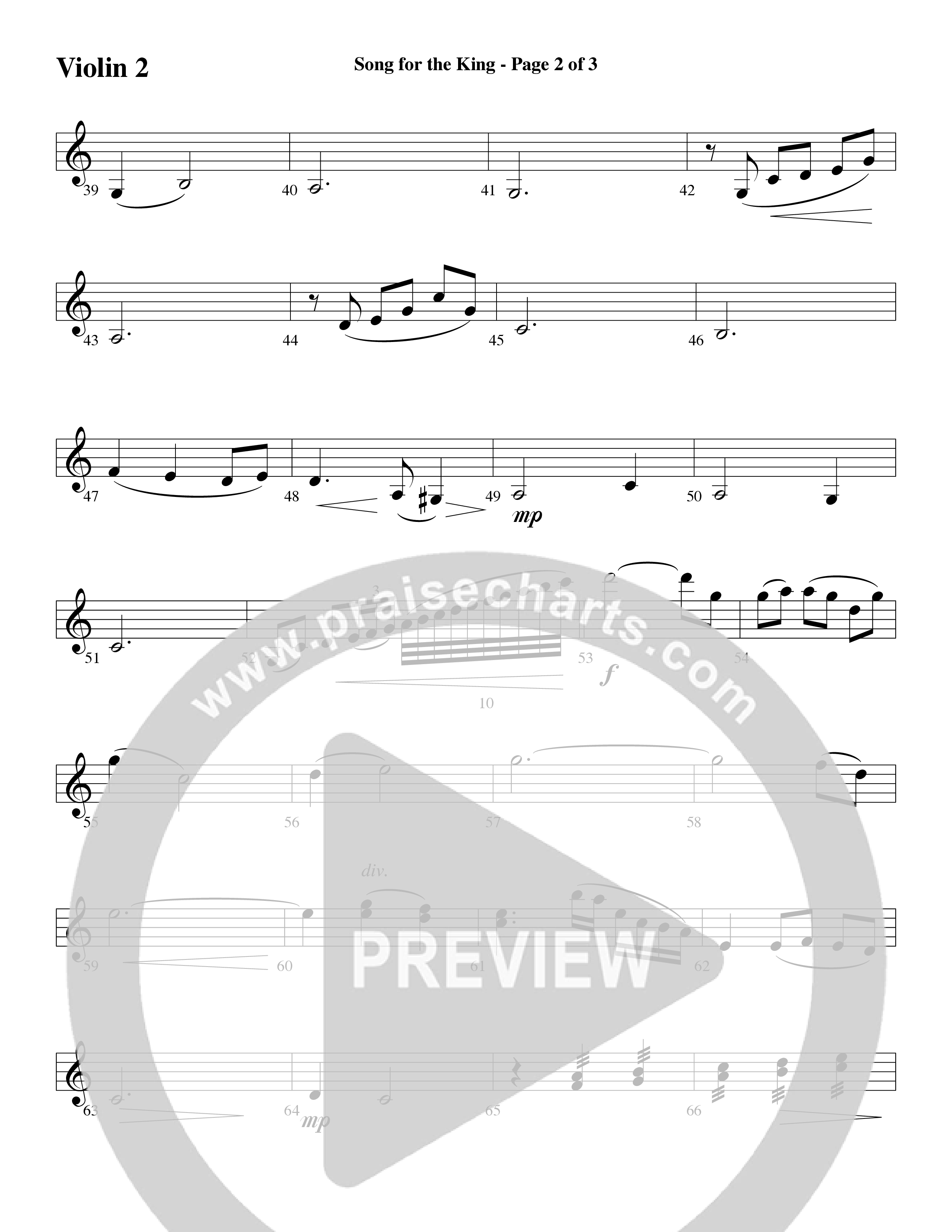 Song For The King (Instrumental) Violin 2 (Michael W. Smith / Word Music / Arr. David Hamilton)