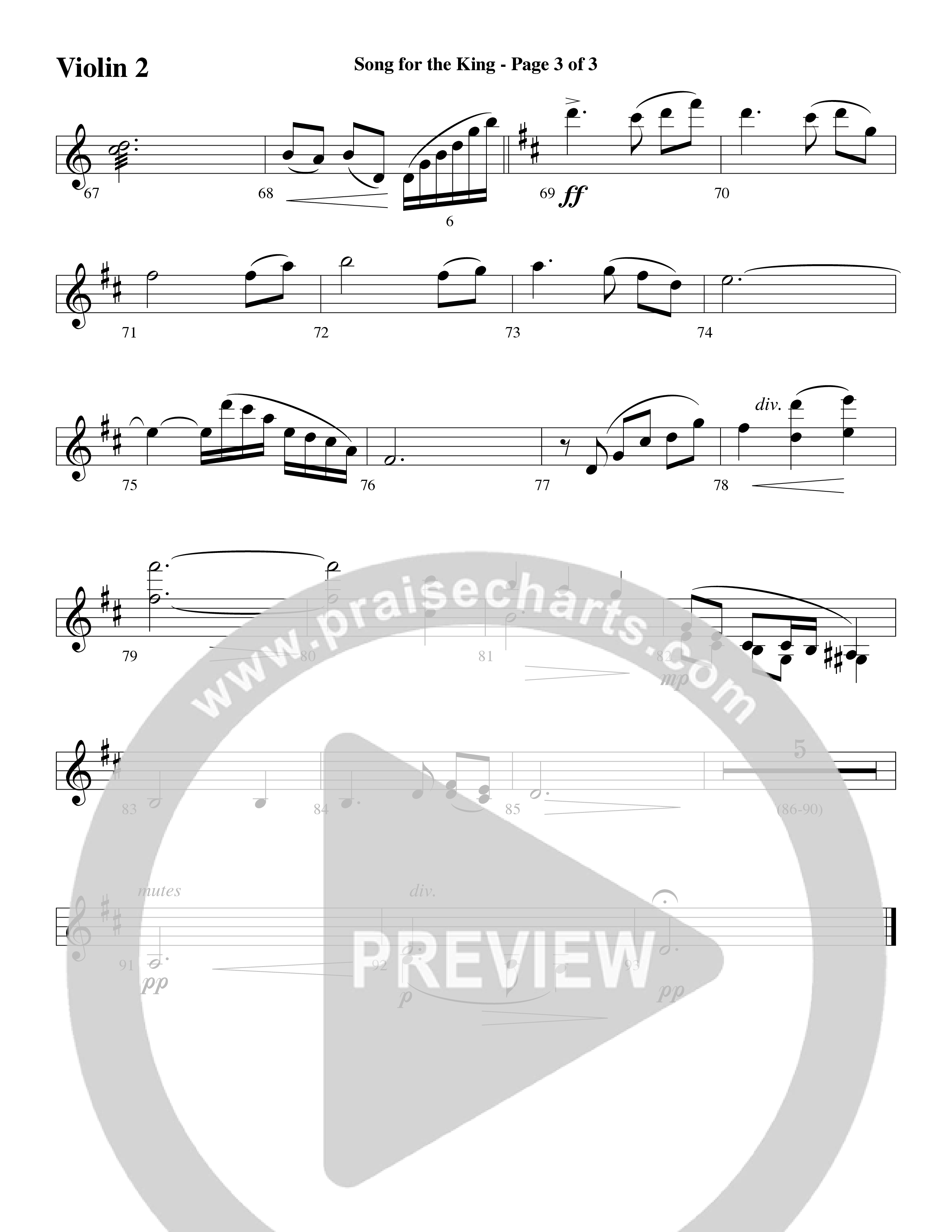 Song For The King (Instrumental) Violin 2 (Michael W. Smith / Word Music / Arr. David Hamilton)