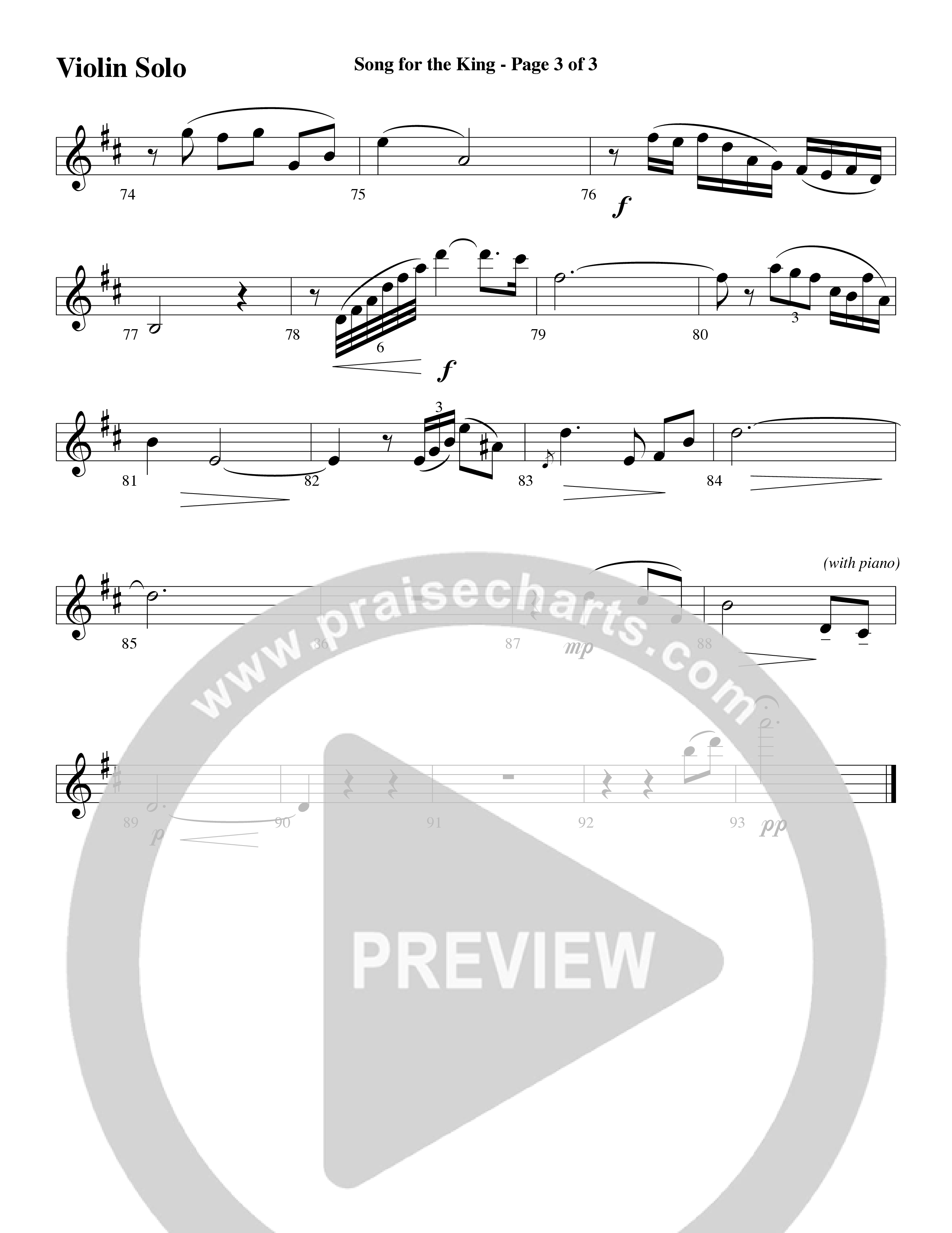 Song For The King (Instrumental) Violin Solo (Michael W. Smith / Word Music / Arr. David Hamilton)