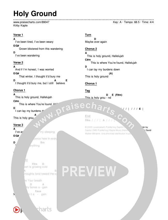 Holy Ground Chords & Lyrics (Kirby Kaple)