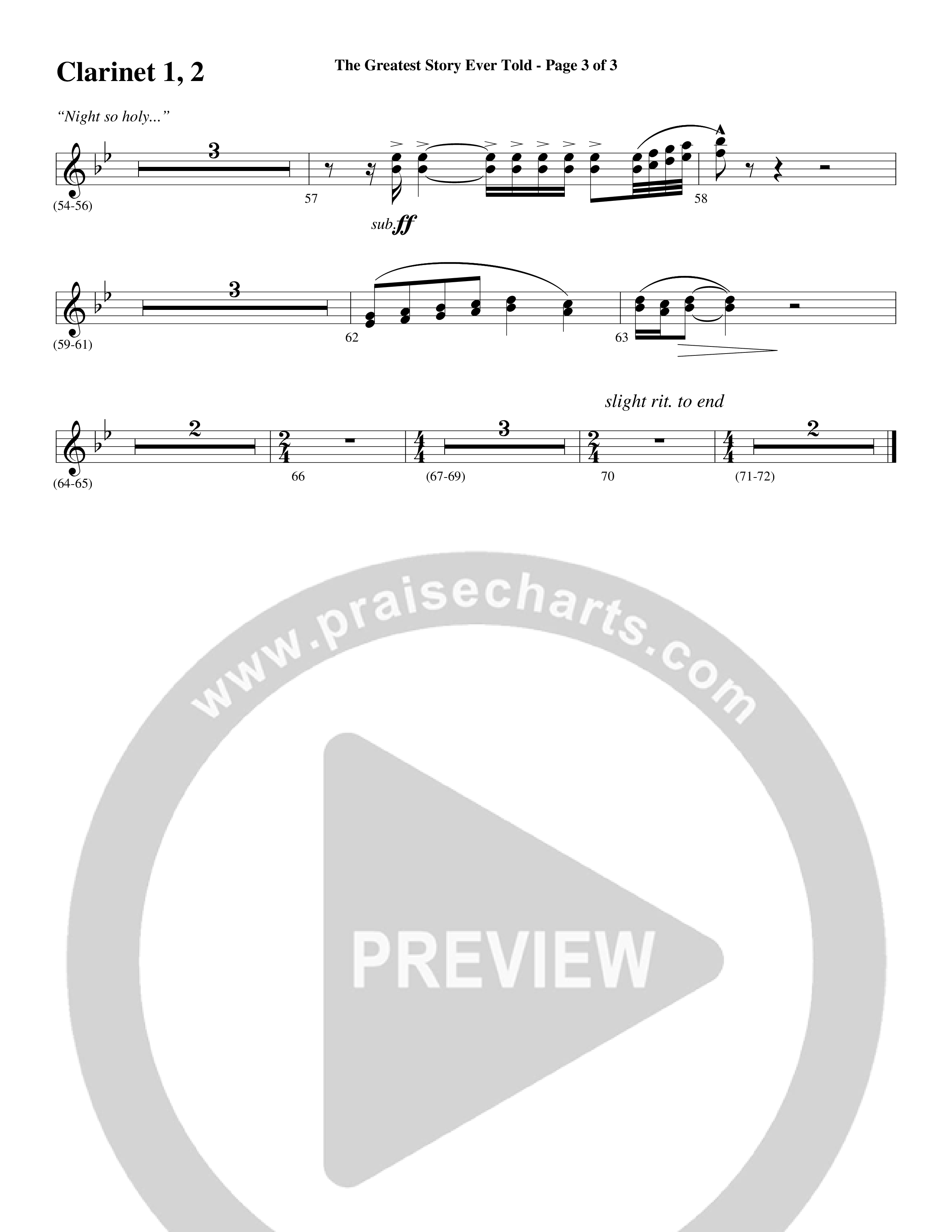 The Greatest Story Ever Told (Choral Anthem SATB) Clarinet 1/2 (Word Music Choral / Arr. Daniel Semsen)