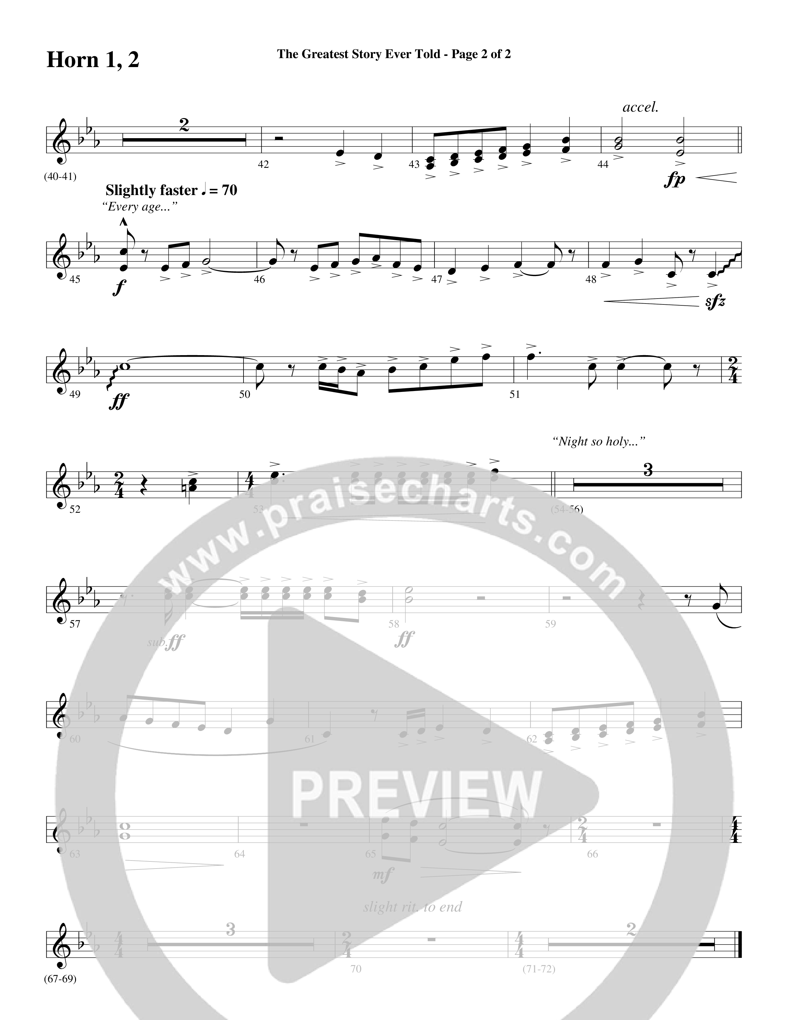 The Greatest Story Ever Told (Choral Anthem SATB) French Horn 1/2 (Word Music Choral / Arr. Daniel Semsen)