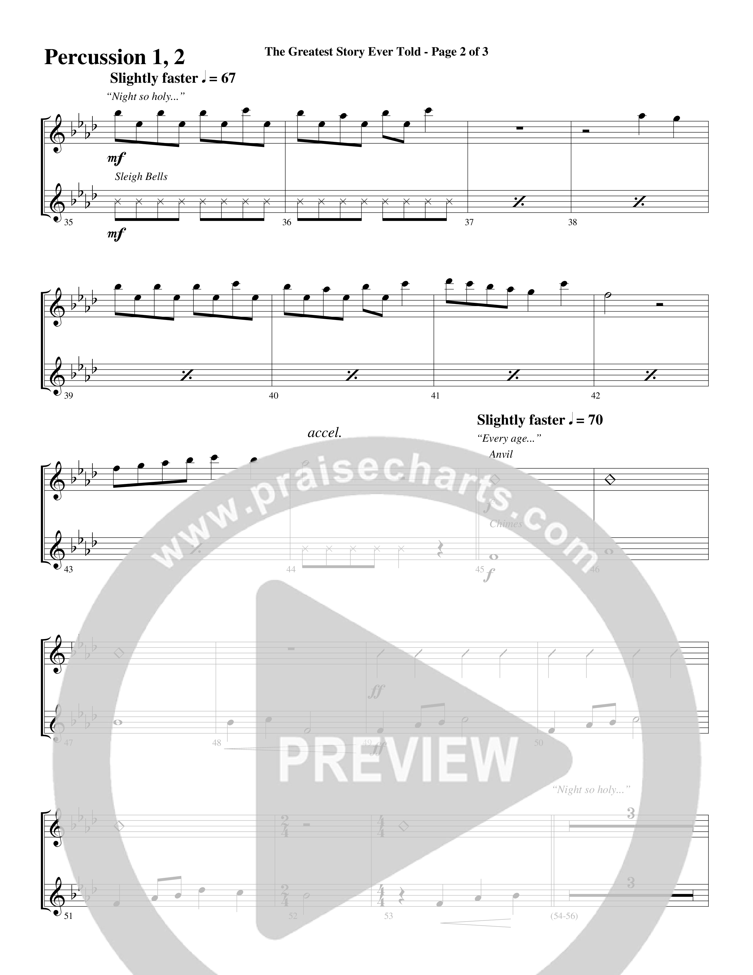 The Greatest Story Ever Told (Choral Anthem SATB) Percussion (Word Music Choral / Arr. Daniel Semsen)