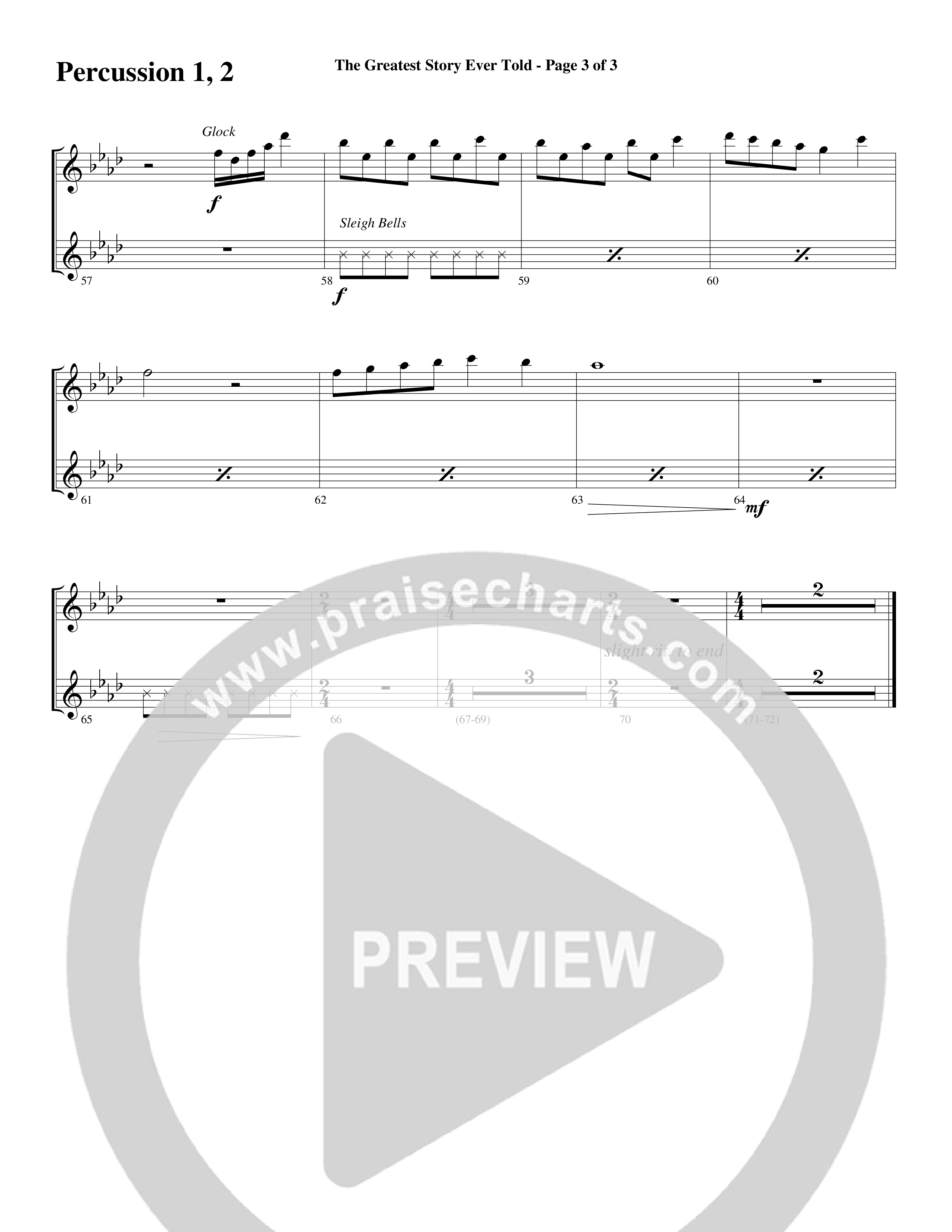 The Greatest Story Ever Told (Choral Anthem SATB) Percussion (Word Music Choral / Arr. Daniel Semsen)