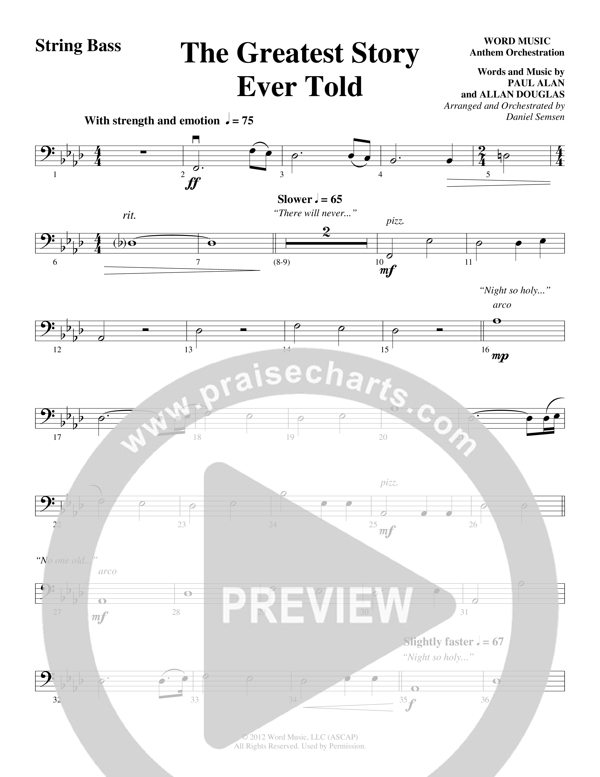 The Greatest Story Ever Told String Bass (Word Music Choral / Arr. Daniel Semsen)