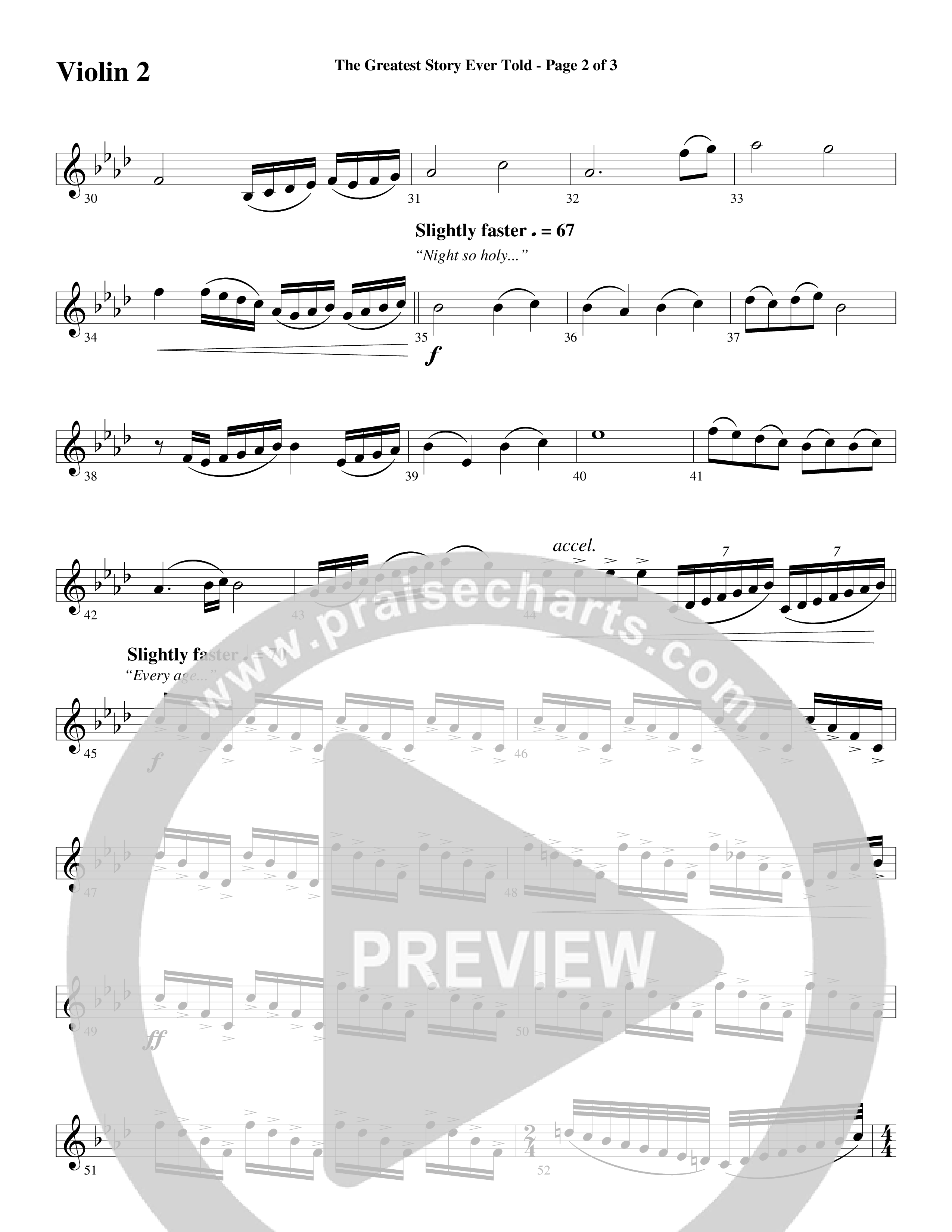The Greatest Story Ever Told Violin 2 (Word Music Choral / Arr. Daniel Semsen)