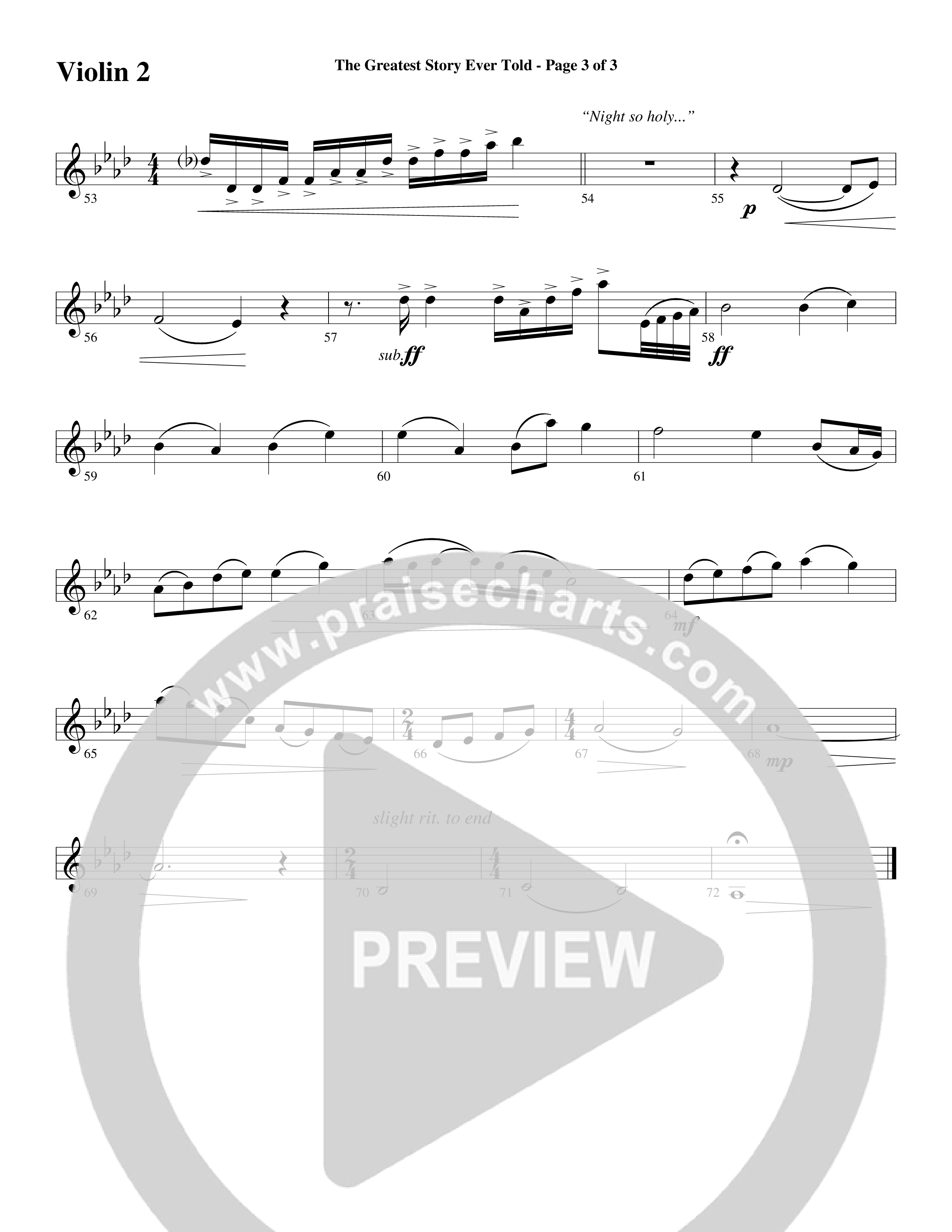 The Greatest Story Ever Told Violin 2 (Word Music Choral / Arr. Daniel Semsen)