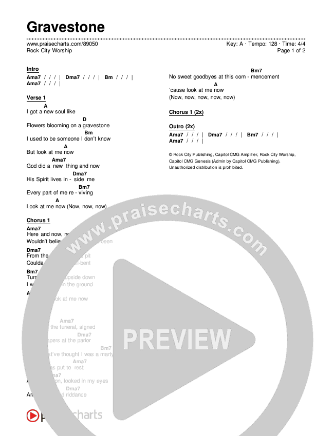 Gravestone Chords & Lyrics (Rock City Worship)