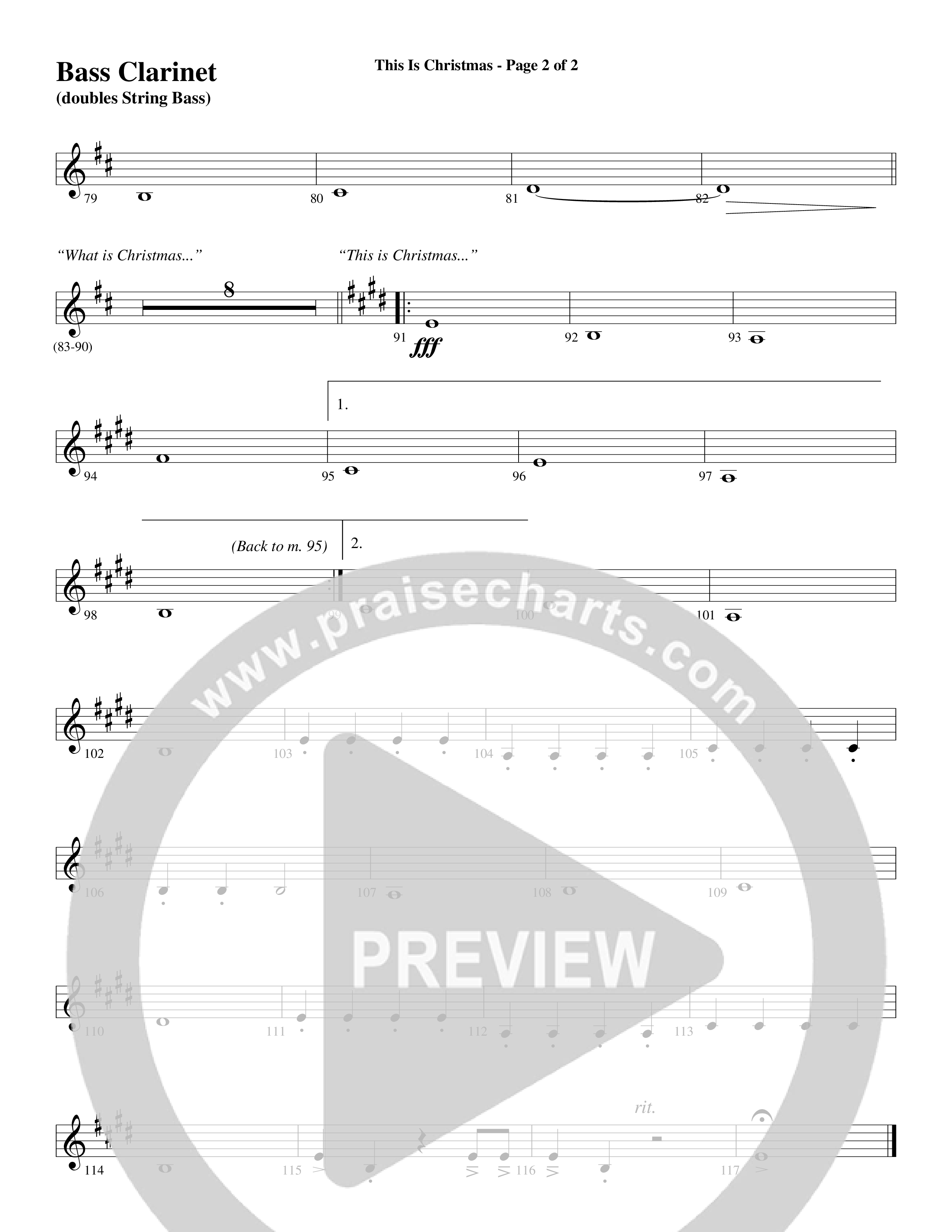 This Is Christmas (Choral Anthem SATB) Bass Clarinet (Word Music Choral / Arr. Dave Williamson)