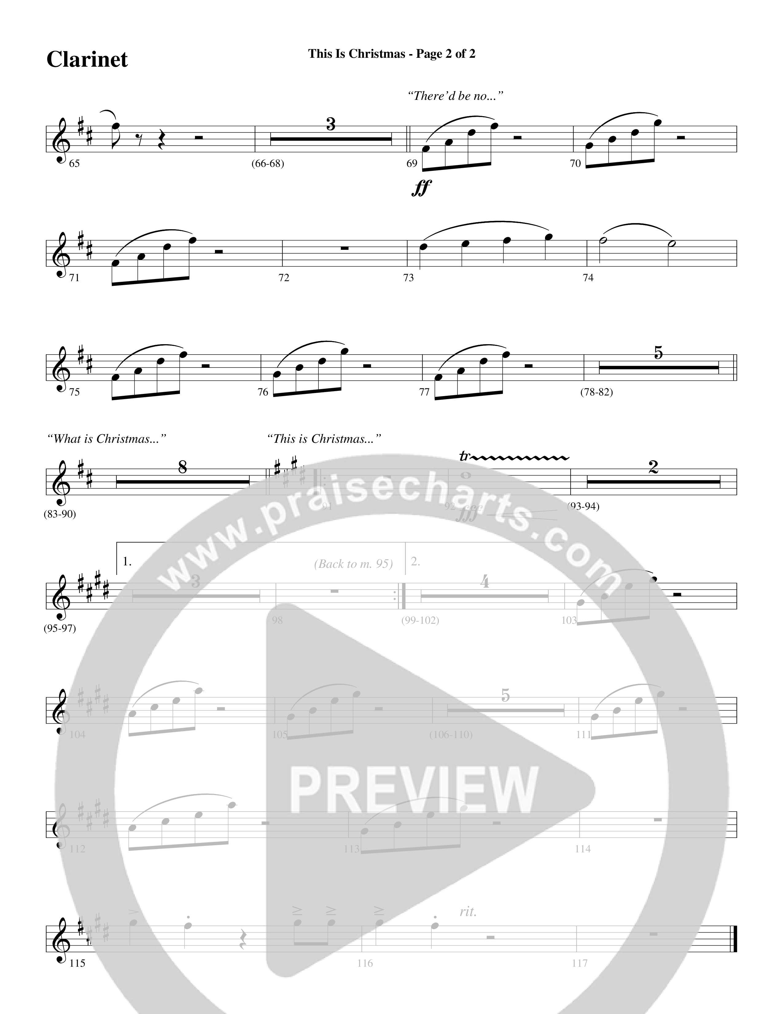 This Is Christmas (Choral Anthem SATB) Clarinet (Word Music Choral / Arr. Dave Williamson)