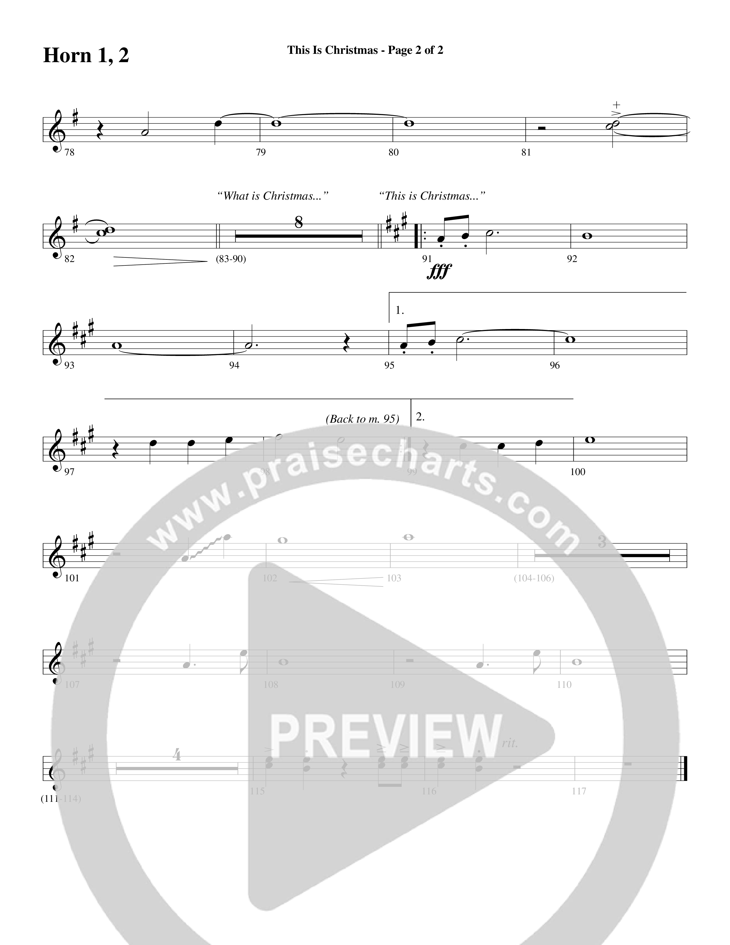 This Is Christmas (Choral Anthem SATB) French Horn 1/2 (Word Music Choral / Arr. Dave Williamson)