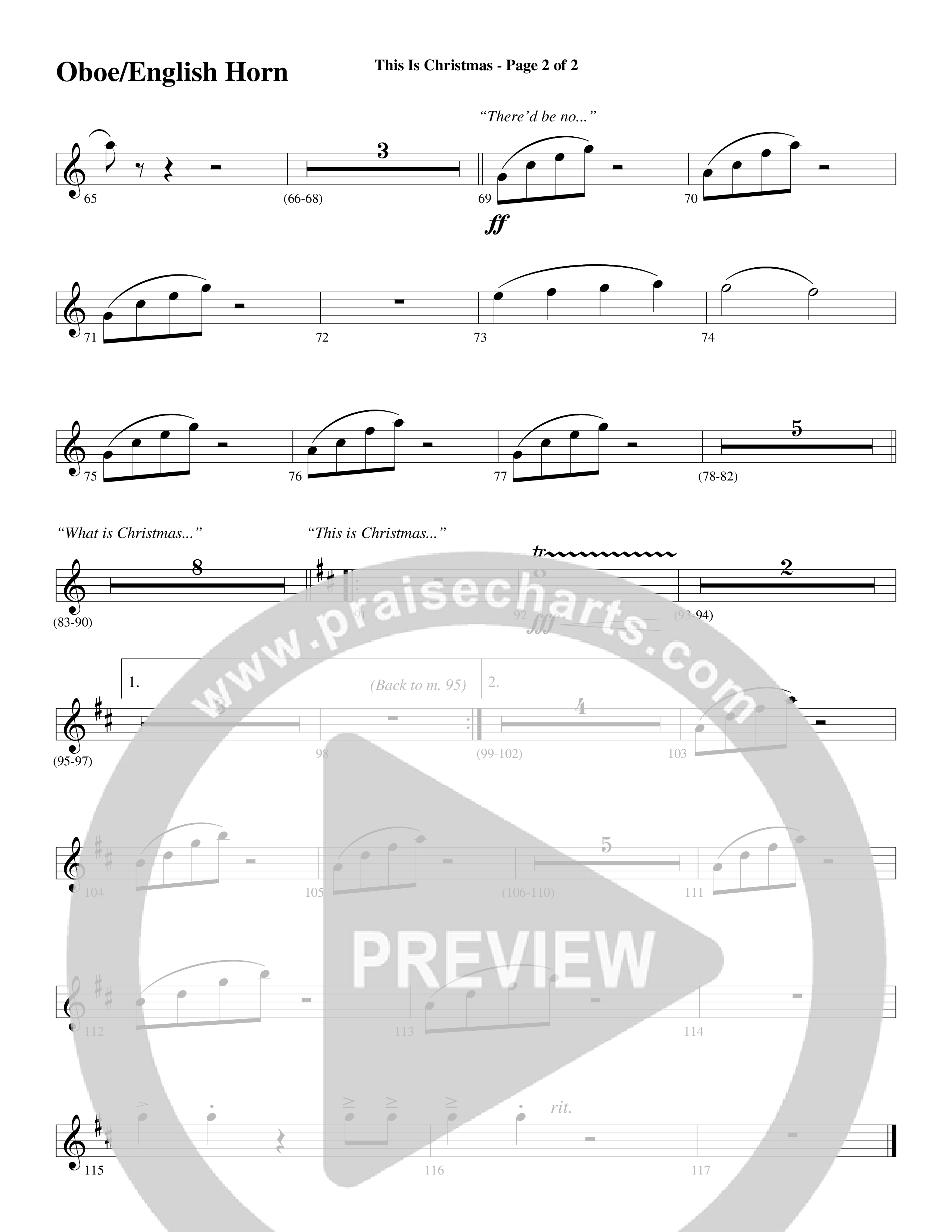 This Is Christmas (Choral Anthem SATB) Oboe (Word Music Choral / Arr. Dave Williamson)