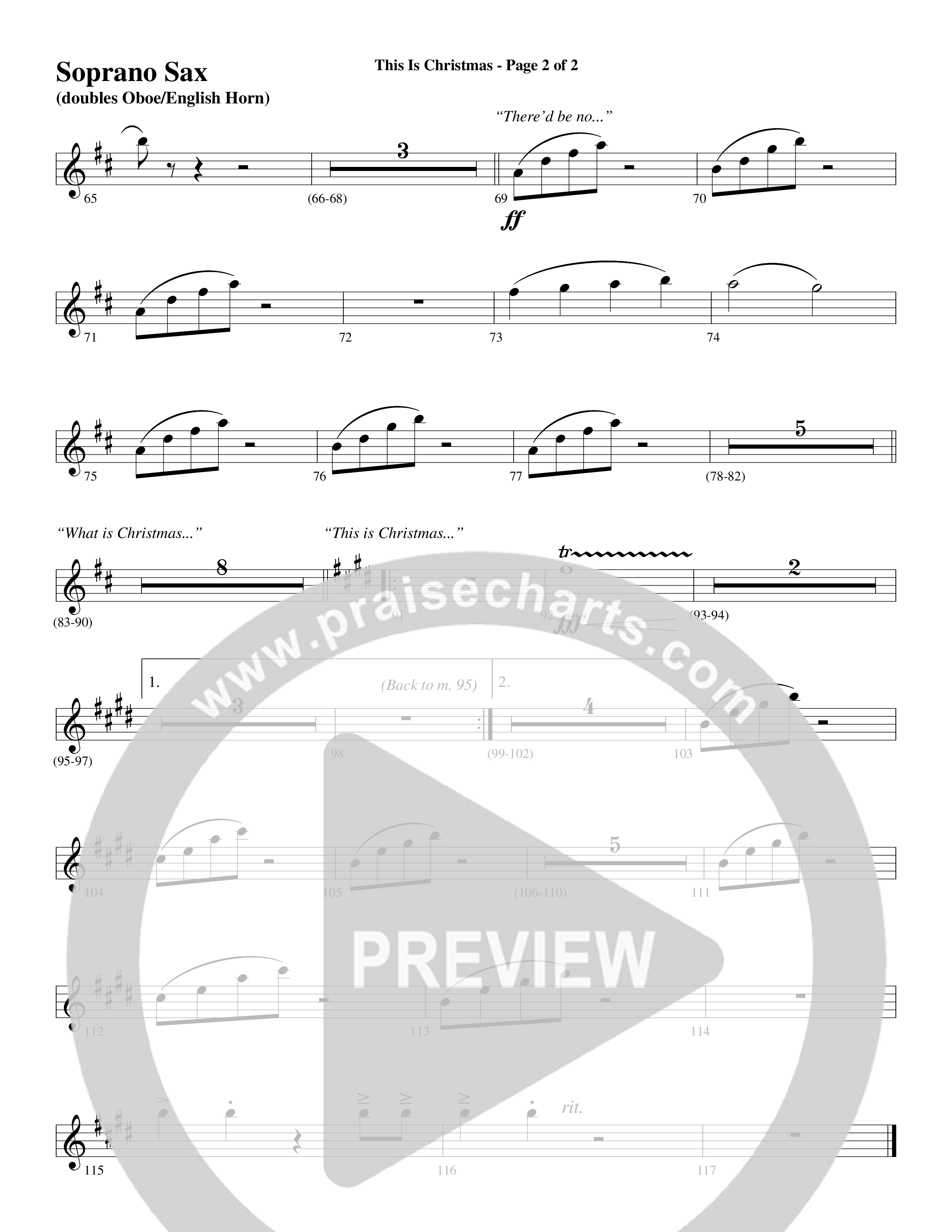 This Is Christmas (Choral Anthem SATB) Soprano Sax (Word Music Choral / Arr. Dave Williamson)