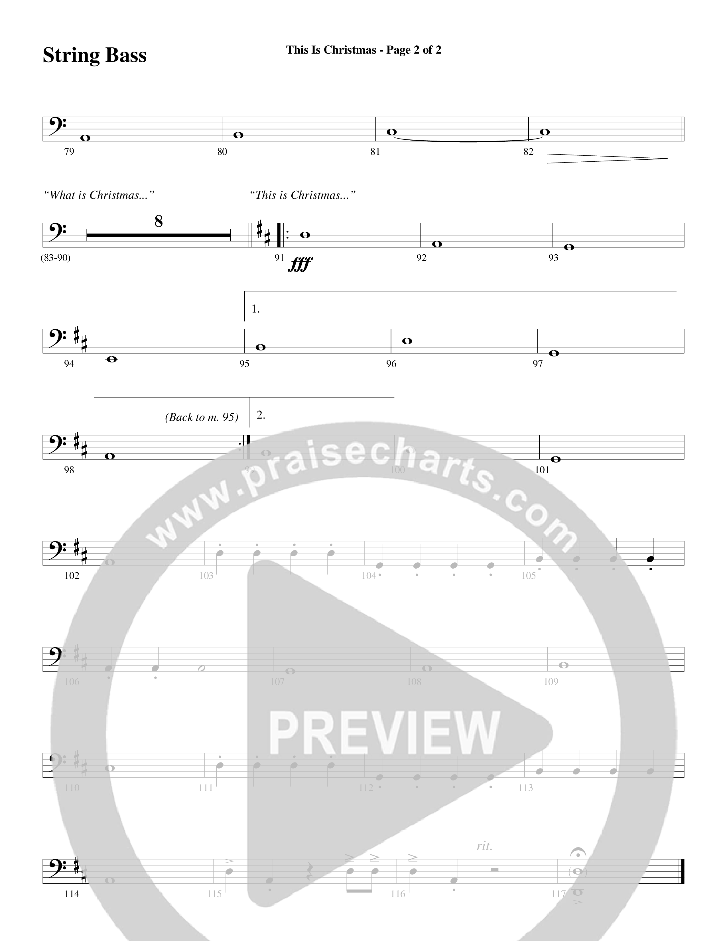 This Is Christmas (Choral Anthem SATB) String Bass (Word Music Choral / Arr. Dave Williamson)