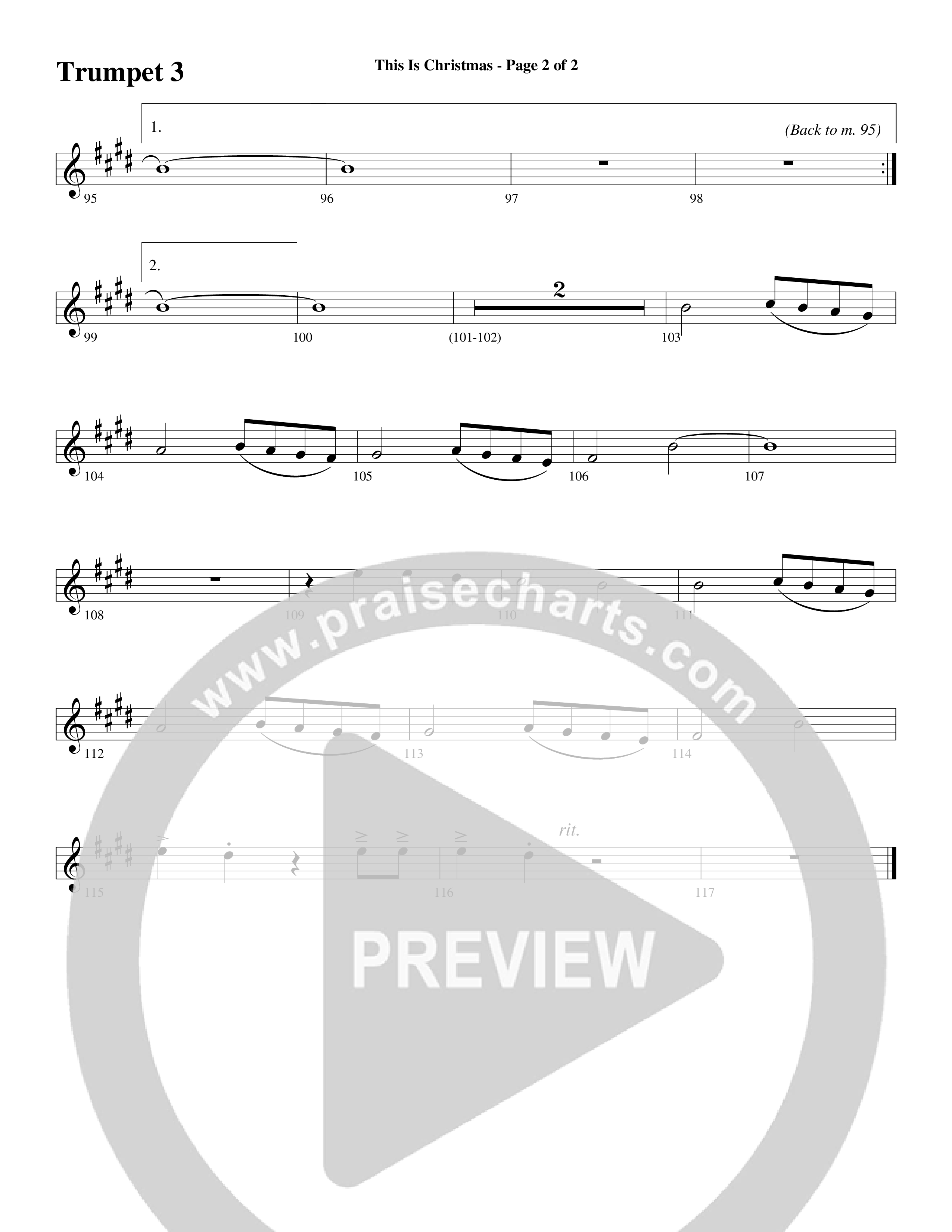 This Is Christmas (Choral Anthem SATB) Trumpet 3 (Word Music Choral / Arr. Dave Williamson)