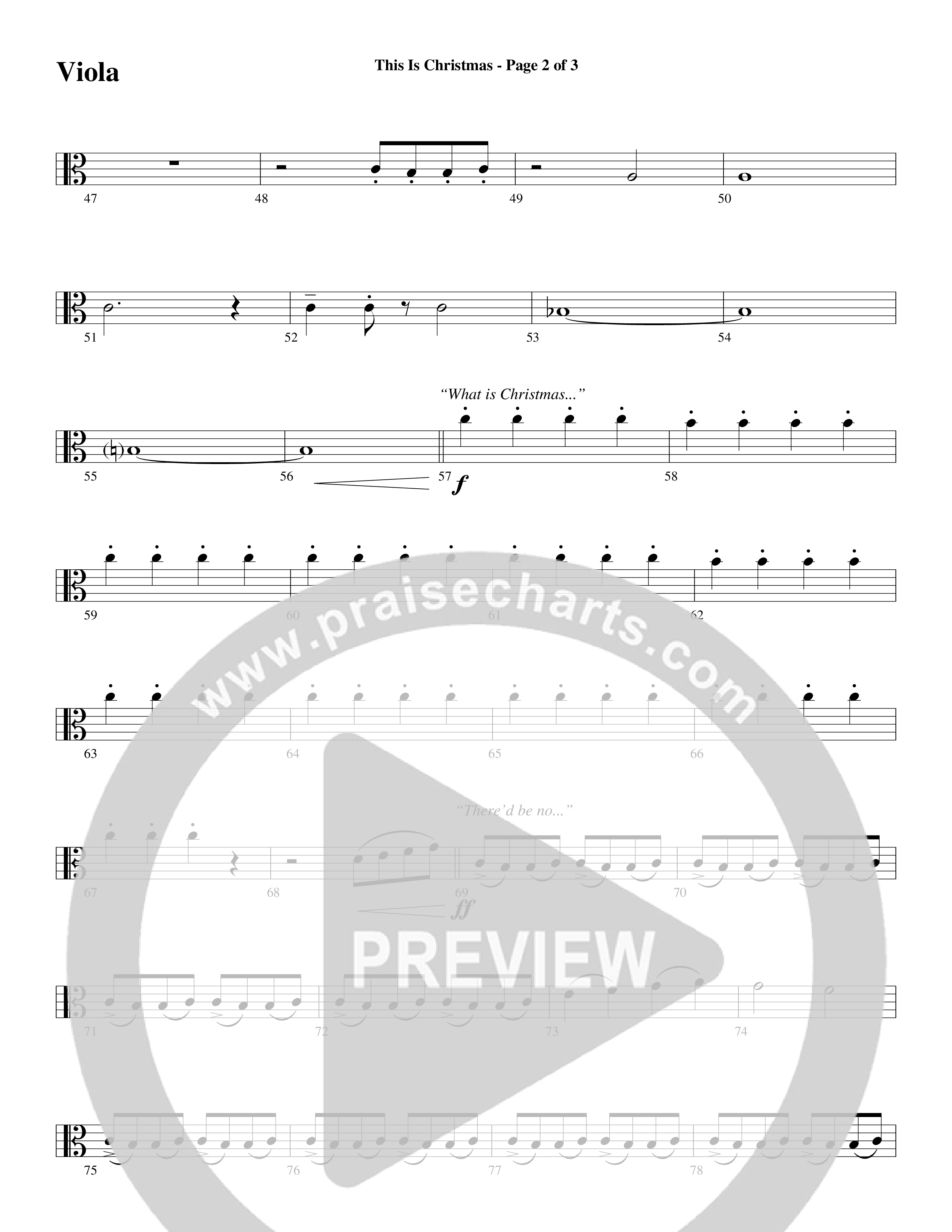 This Is Christmas (Choral Anthem SATB) Viola (Word Music Choral / Arr. Dave Williamson)