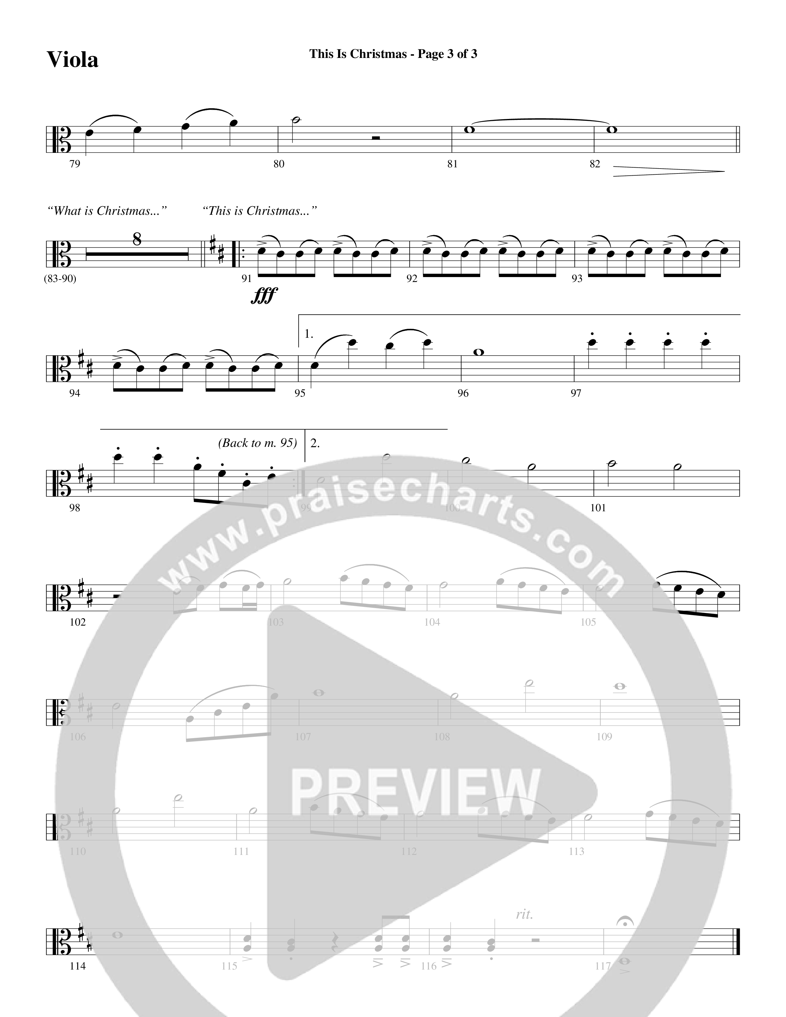This Is Christmas (Choral Anthem SATB) Viola (Word Music Choral / Arr. Dave Williamson)