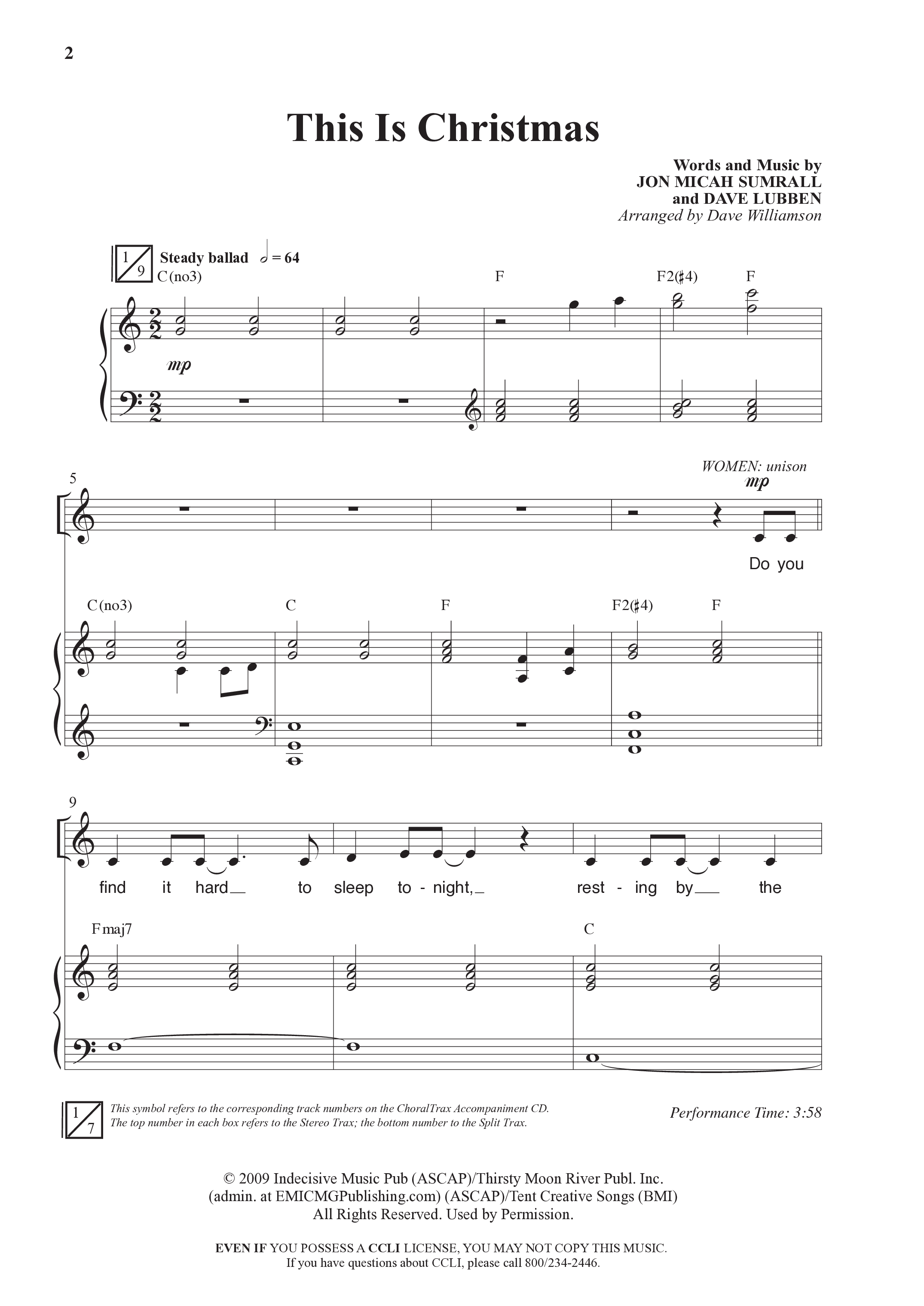 This Is Christmas (Choral Anthem SATB) Anthem (SATB/Piano) (Word Music Choral / Arr. Dave Williamson)