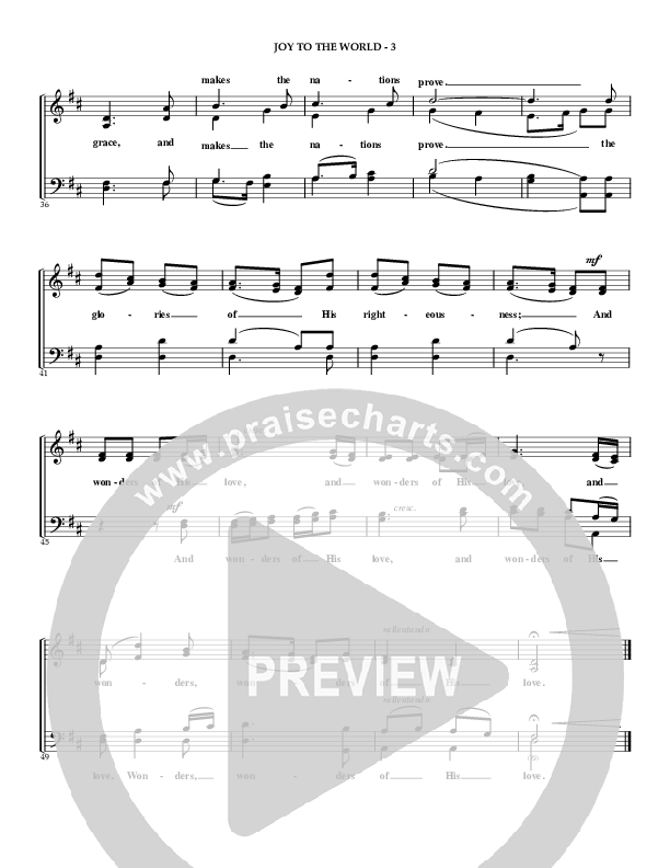 Joy To The World Lead Sheet (SAT) (Irving Bible Church Vox Humana Choir / Gail Wasson)