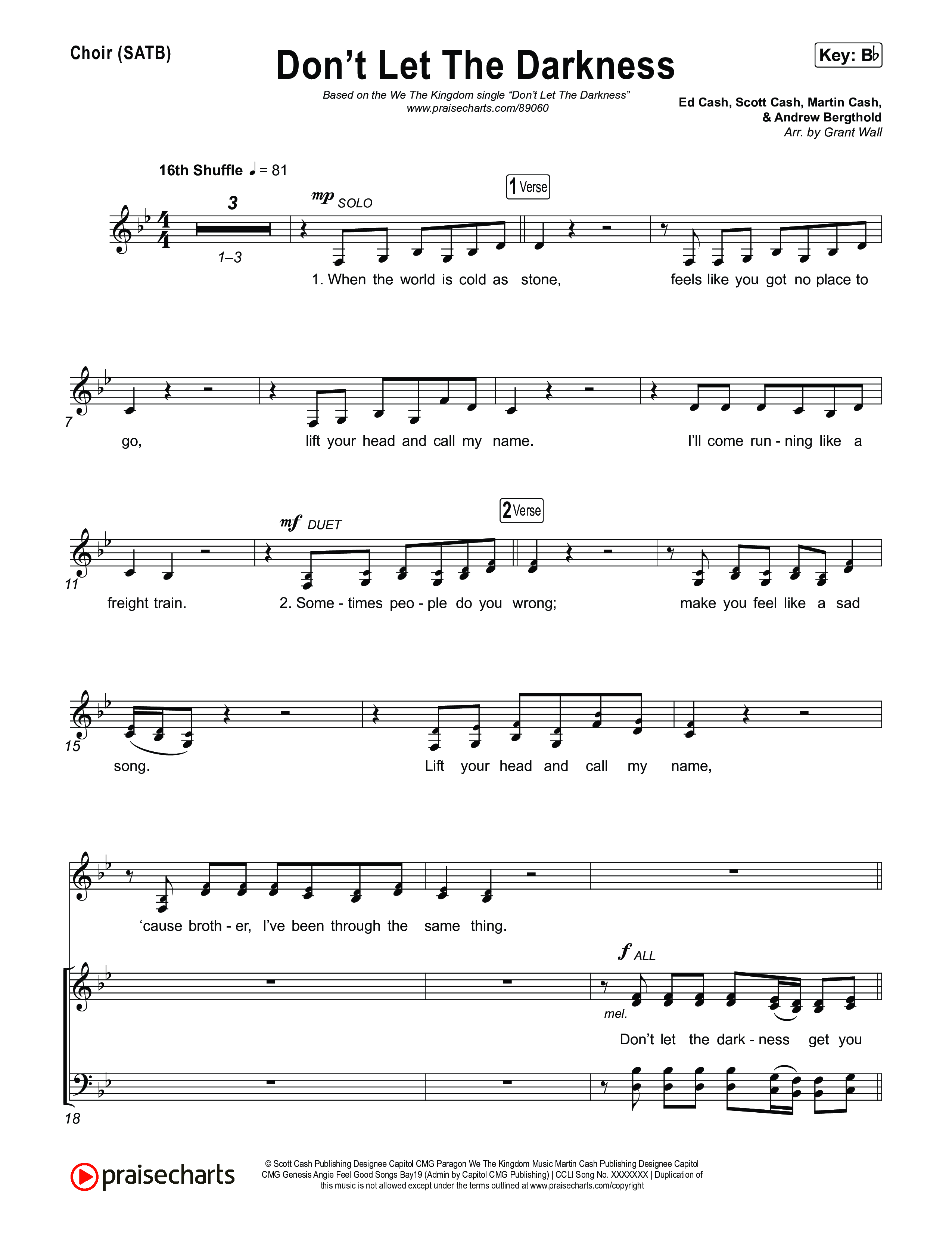 Don't Let The Darkness Choir Sheet (SATB) (We The Kingdom)