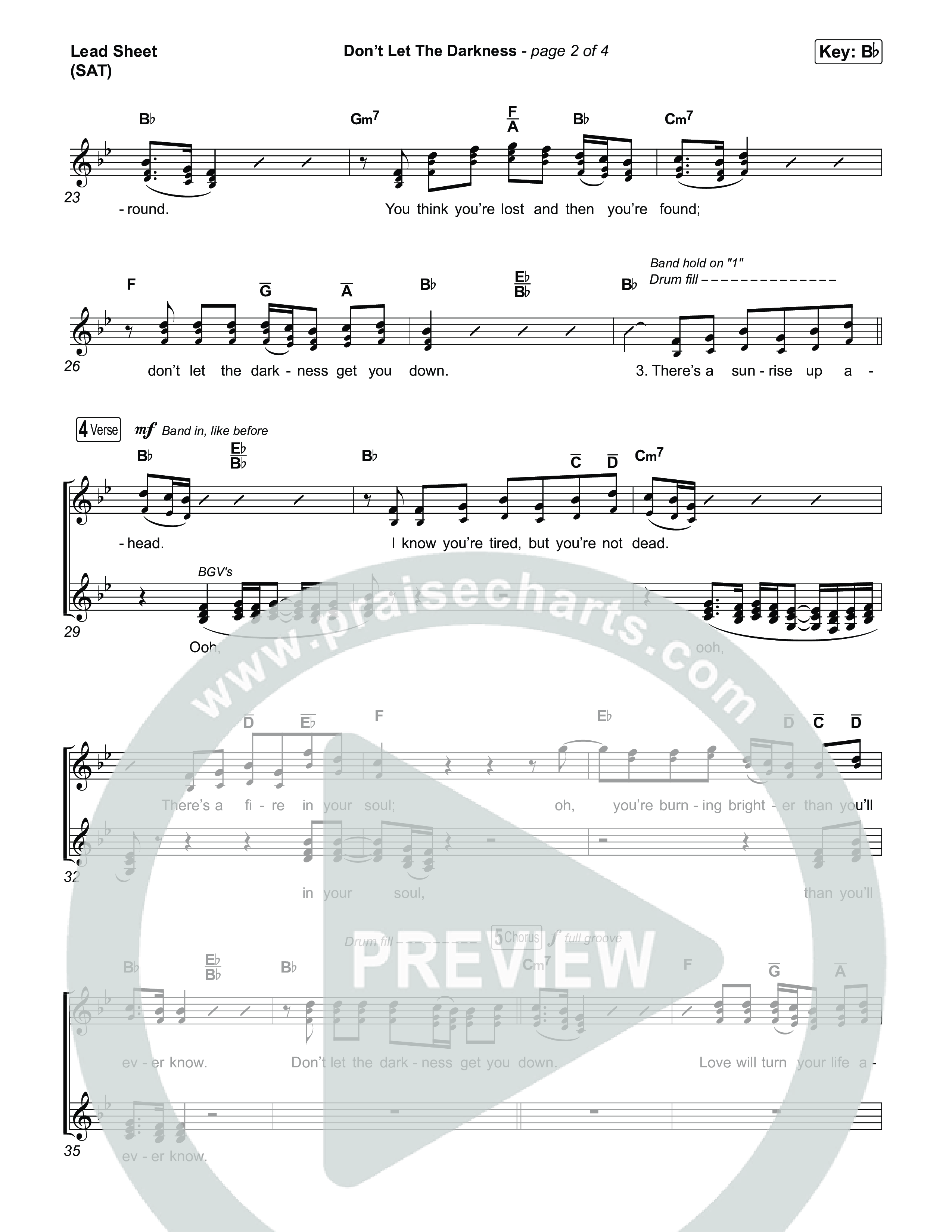 Don't Let The Darkness Lead Sheet (SAT) (We The Kingdom)